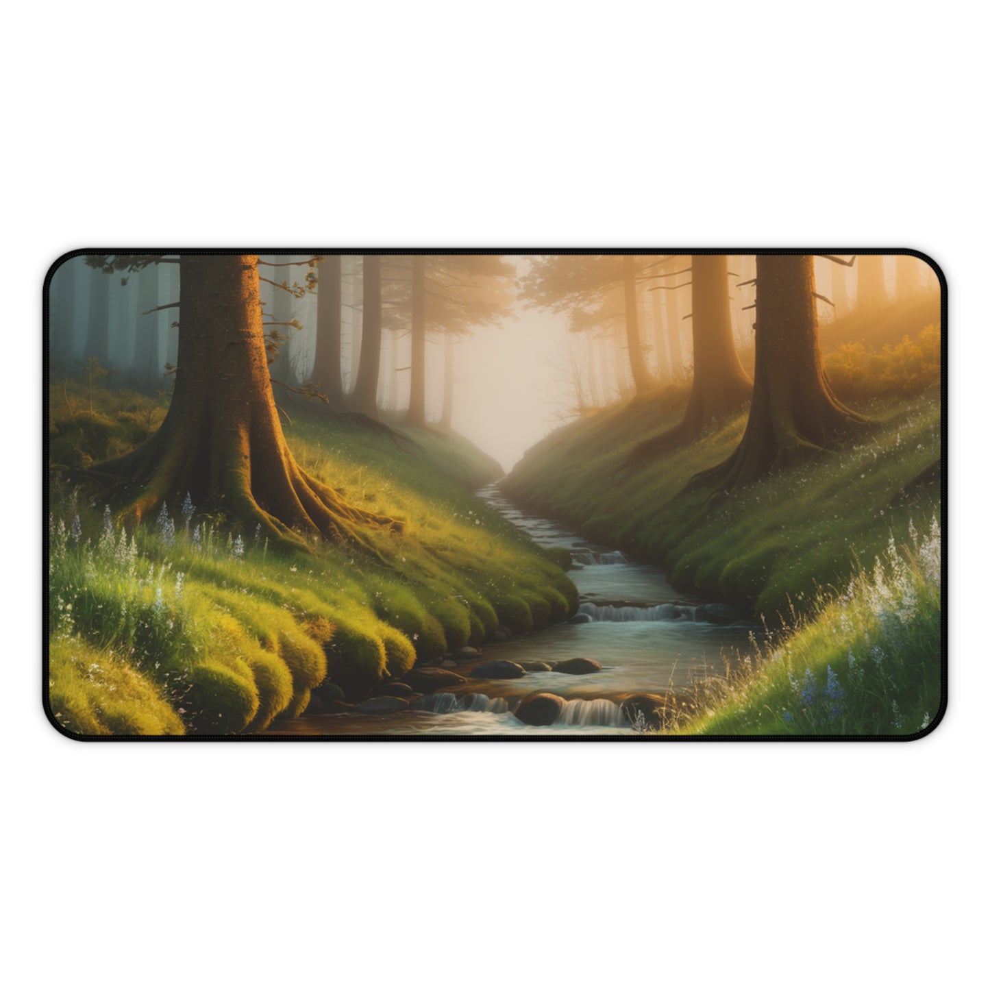 Desk Mat Mouse Pad with Forest Stream Design Nature Decor Office Decoration Stream Home Decor