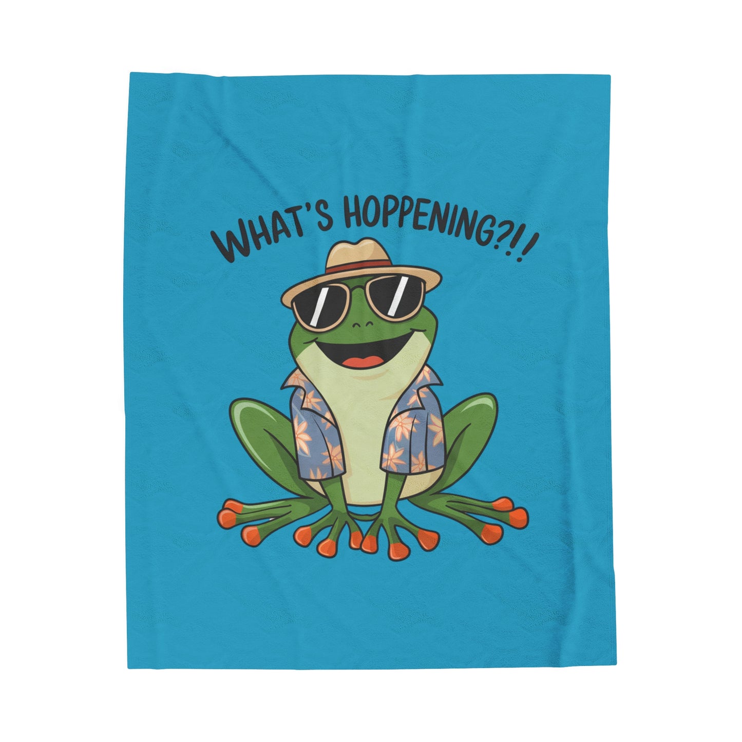 Plush Blanket - Frog What's Hoppening Pun Design