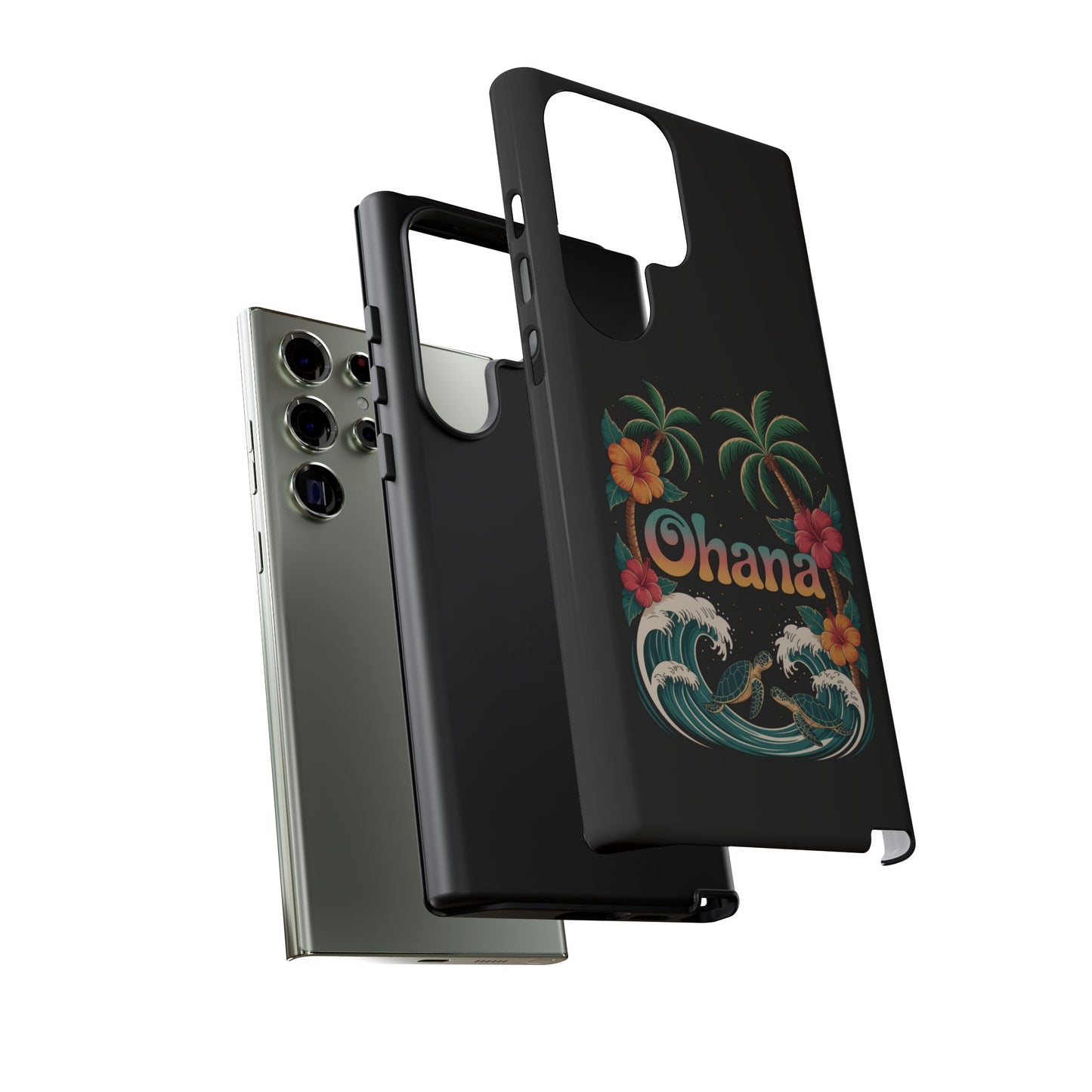 Tropical Ohana Samsung Case - Summer Beach Phone Cover - Hawaiian Palm & Hibiscus Design - Rugged & Glossy Protector for Galaxy