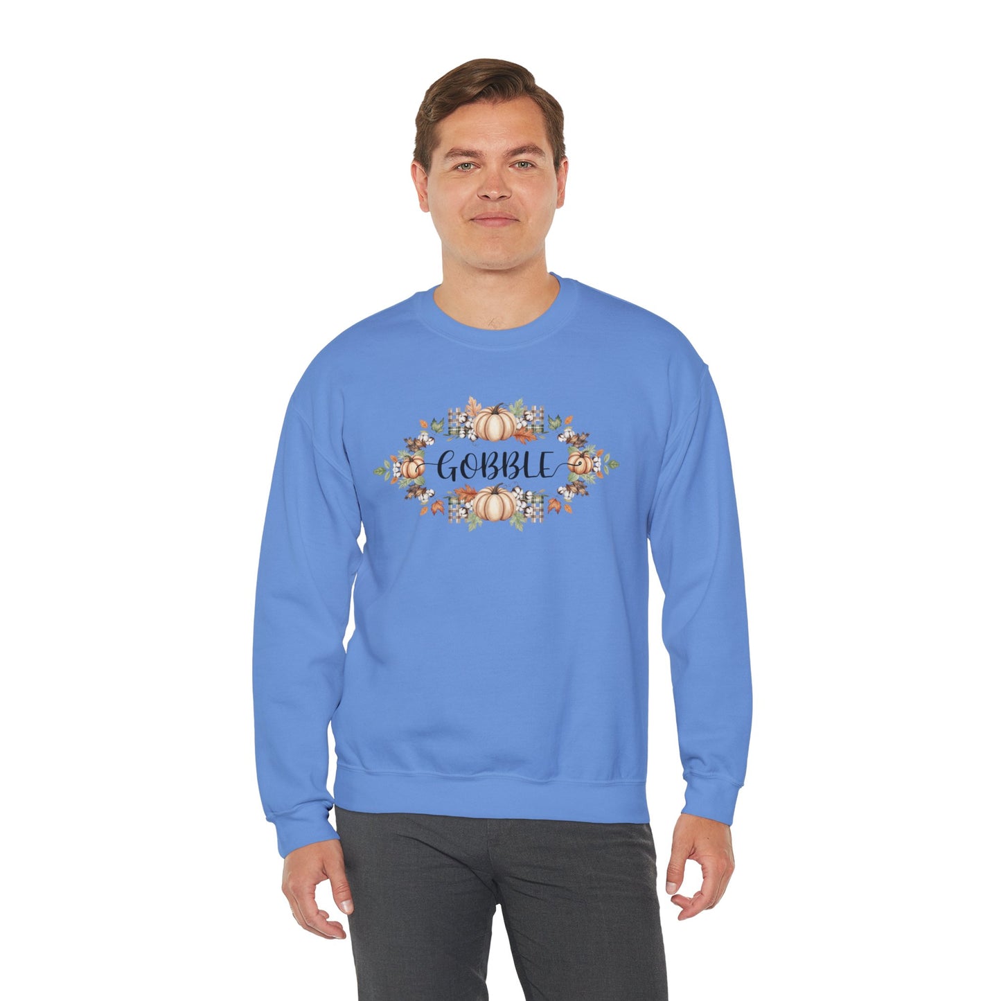 Gobble Thanksgiving Sweatshirt, Rustic Fall Turkey Crewneck, Autumn Pumpkin Floral Pullover, Thanksgiving Outfit Sweater Gift