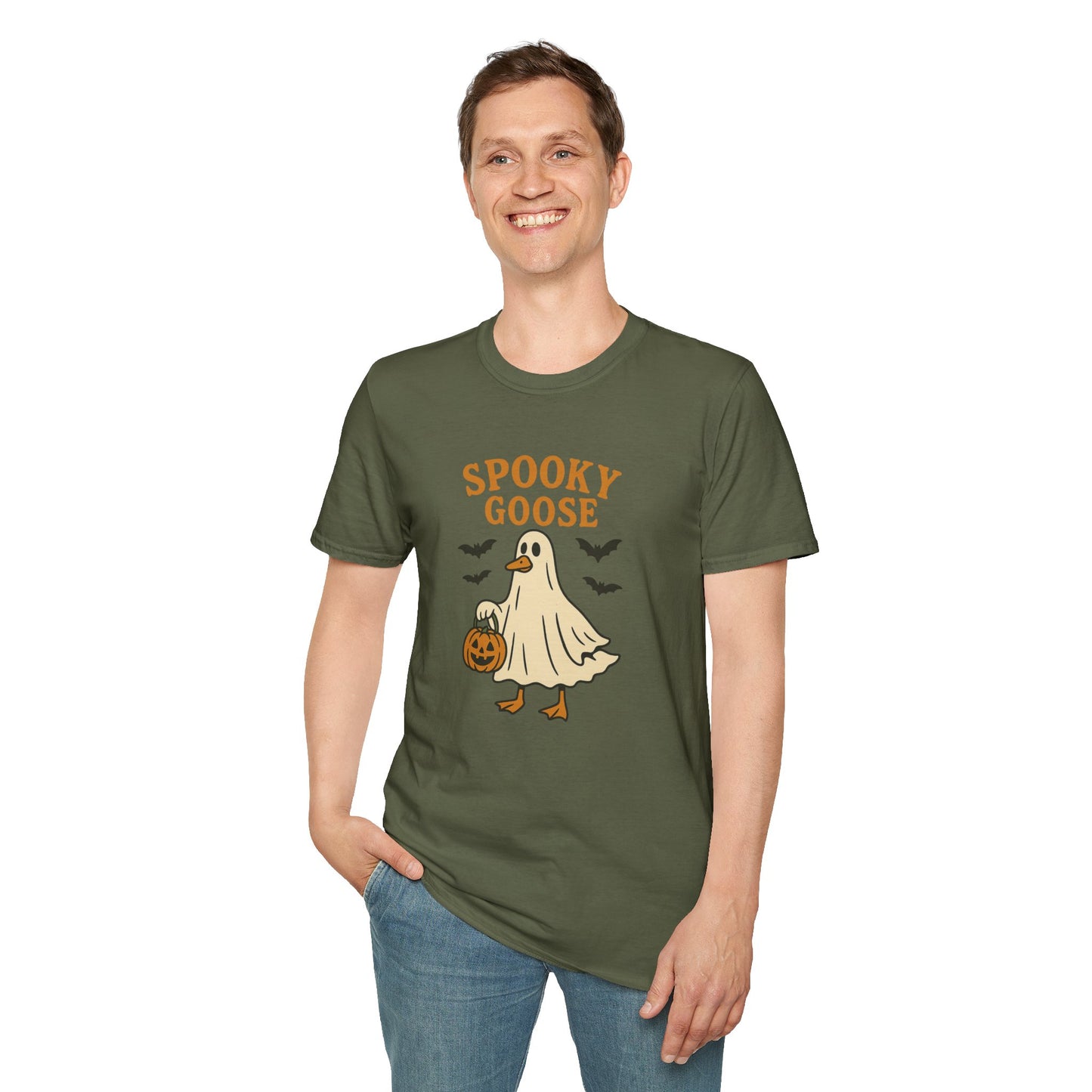 Spooky Goose Halloween T-Shirt | Ghost Costume Goose Tee | Funny Fall Bird Shirt | Spooky Animal Halloween Graphic T-Shirt