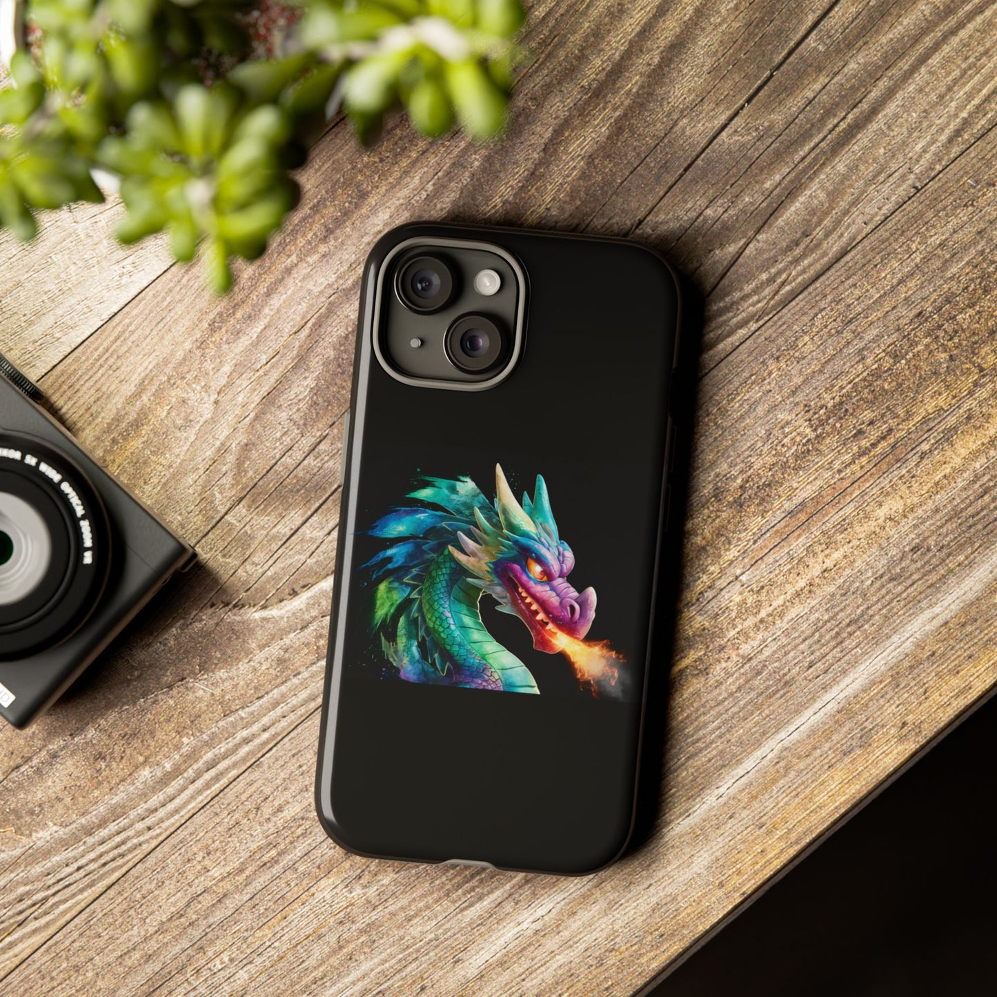 Dragon iPhone Case - Fantasy Fire-Breathing Art Protective Cover - Bookish Dark Academia Aesthetic Gift for Teens and Adults