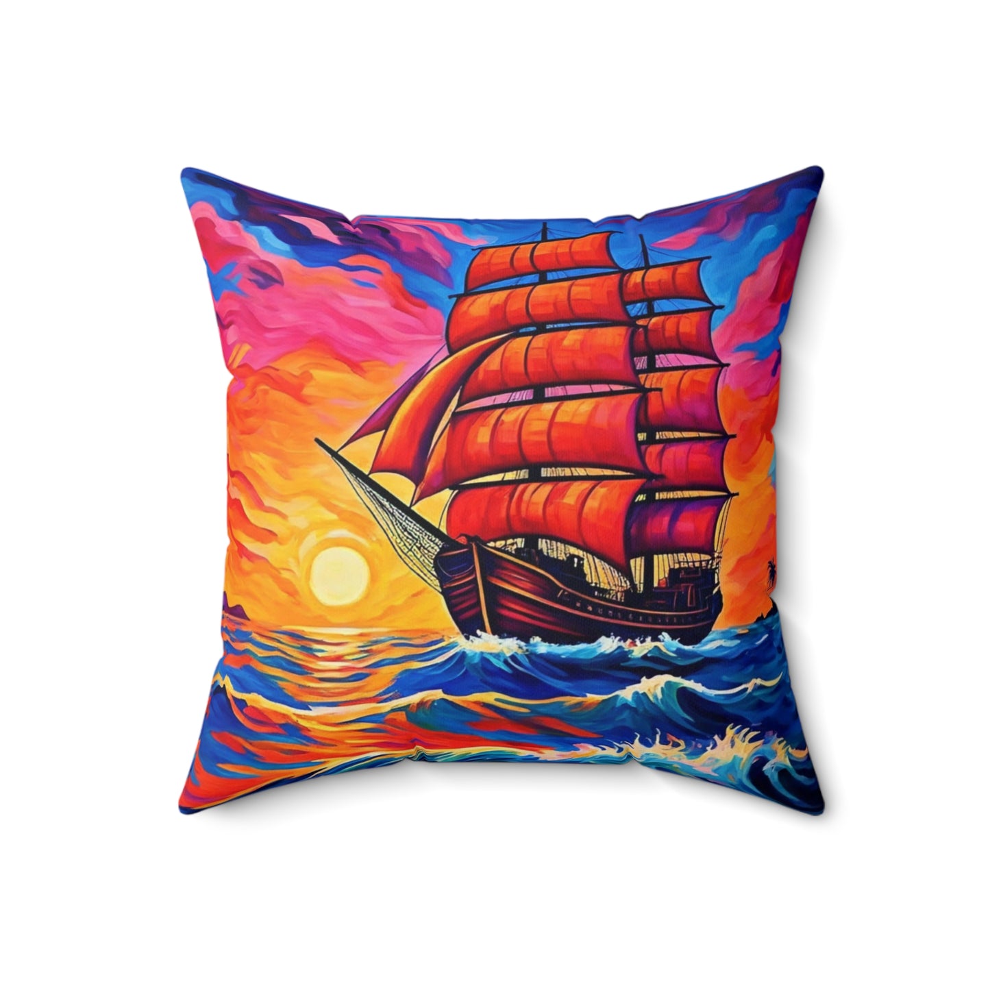 Sunset Sail Square Pillow