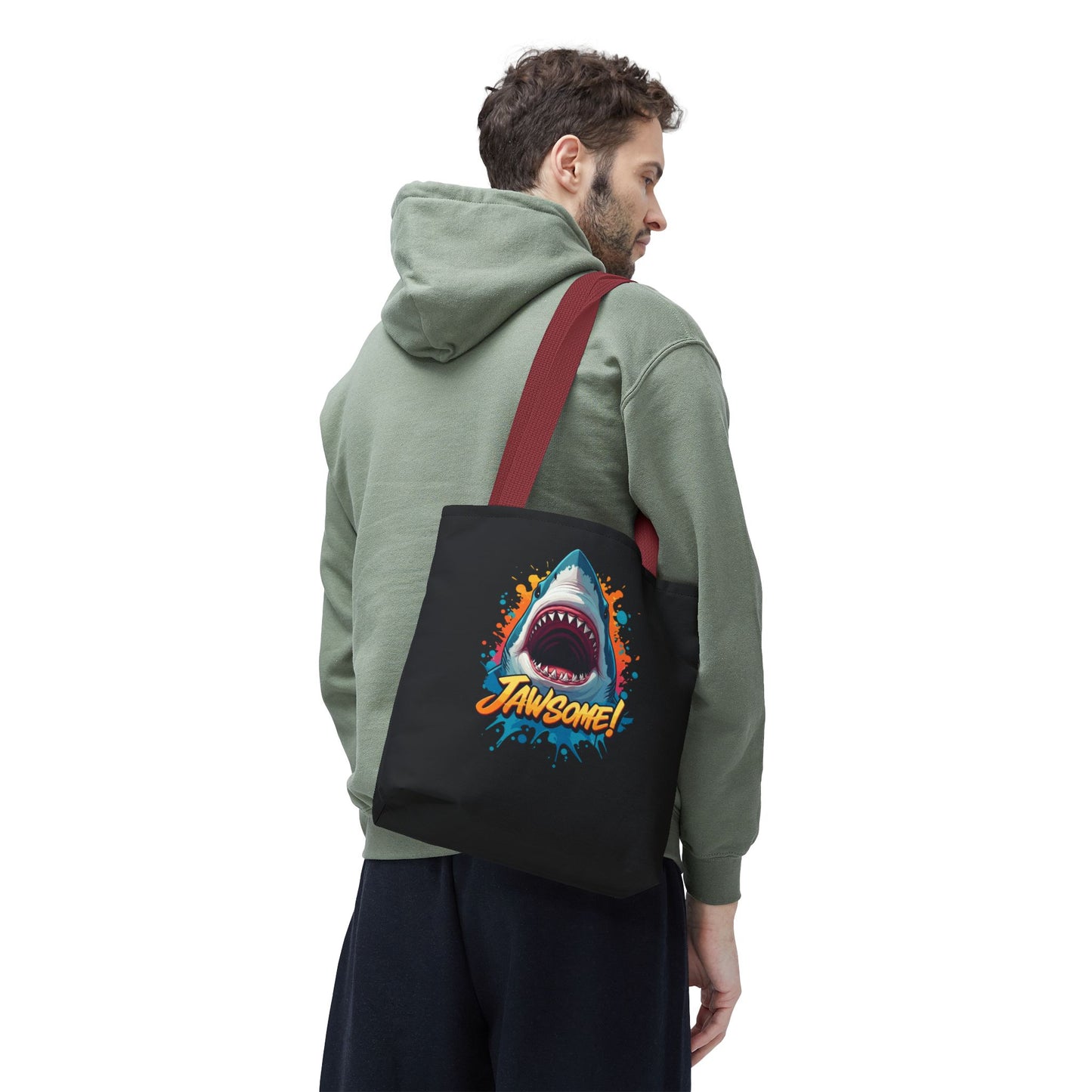 Shark Tote Bag – JAWSOME Funny Ocean Lover Bag – Durable Reusable Grocery, Beach, or Everyday Tote – Gift for Shark Fans & Sea Lovers