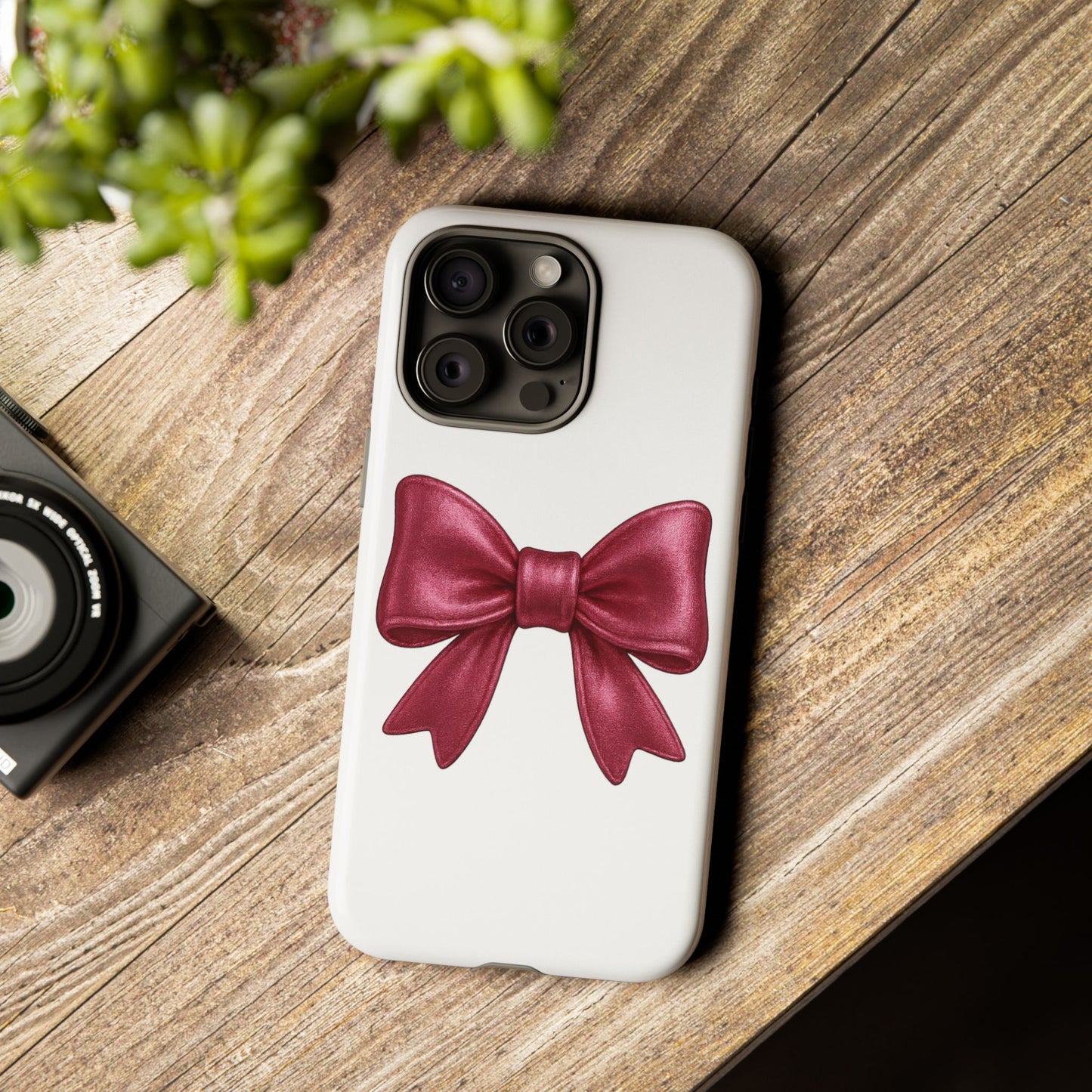 Pink Bow iPhone Case – Cute Girly Phone Cover – Glossy Ribbon Coquette Case – Soft Girl Aesthetic Accessory – Gift for Her iPhone