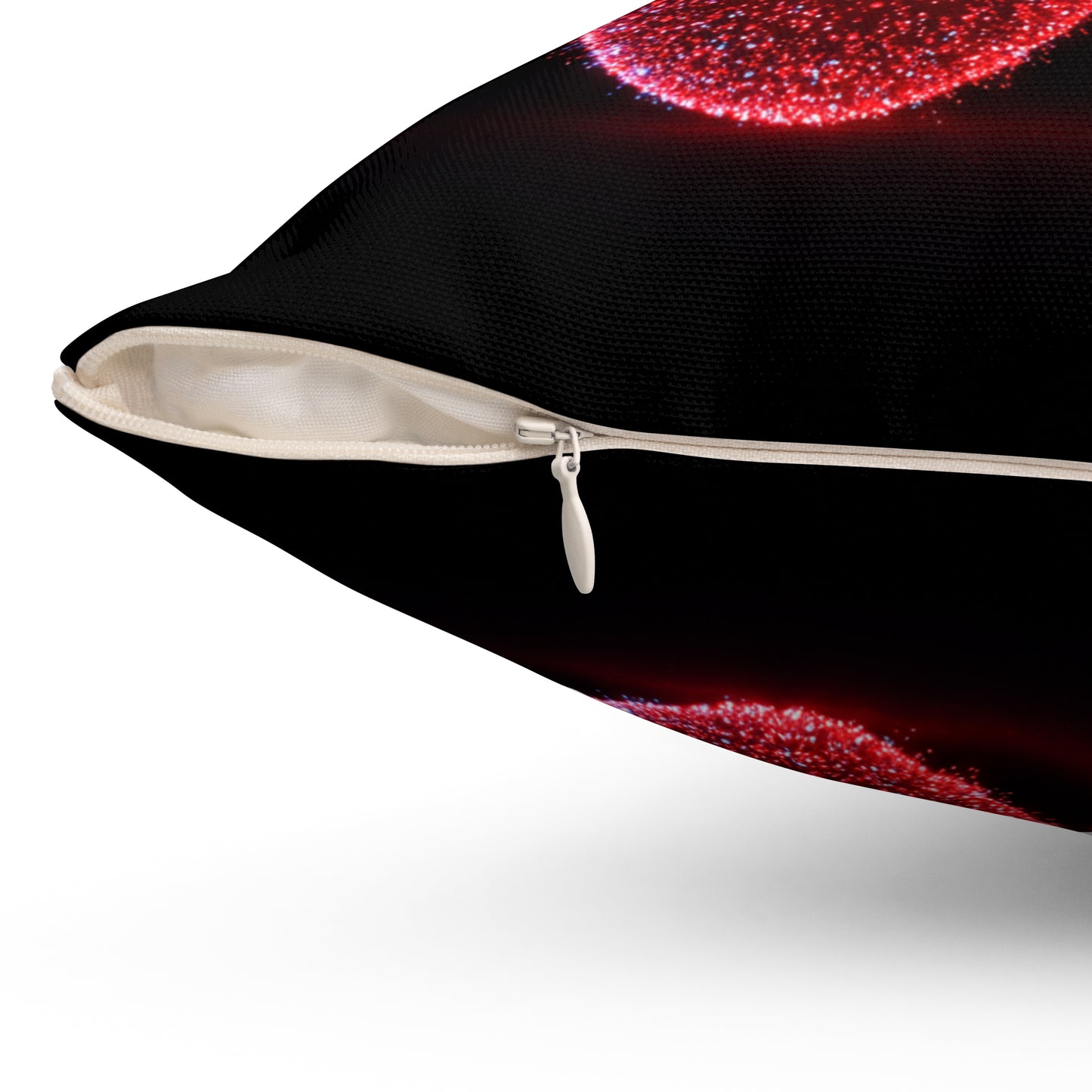Square Pillow with Bioluminescent Cherries
