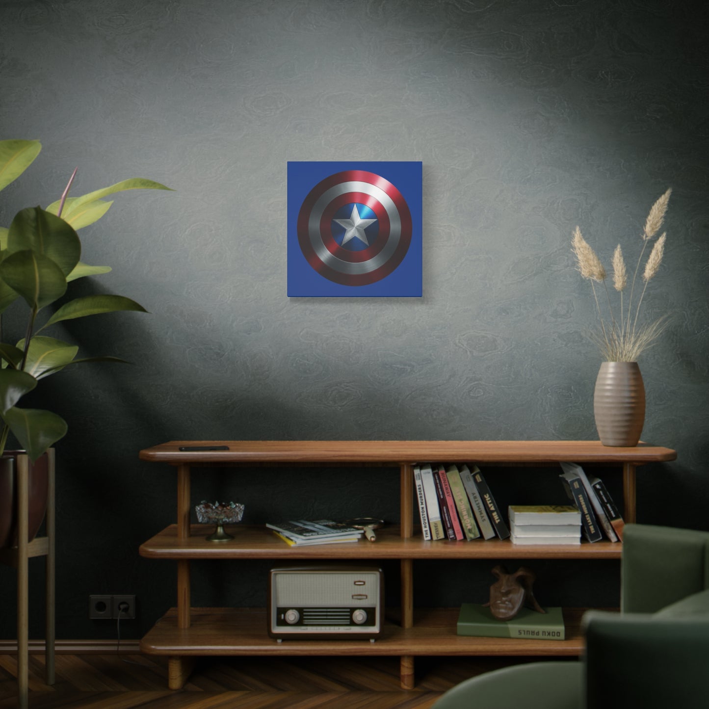 Superhero Shield Canvas Art - Stretched Matte Decor for Fans