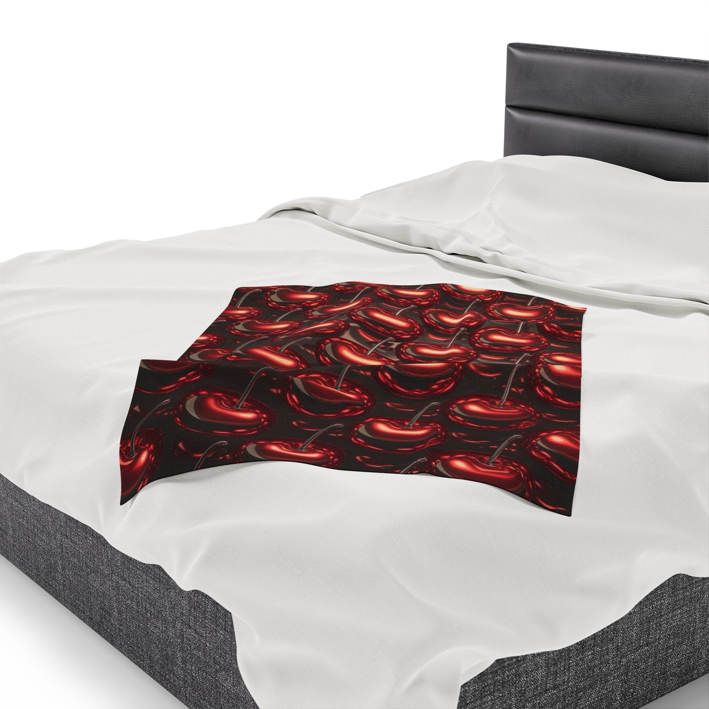 Plush Blanket with Shiny Cherry Design