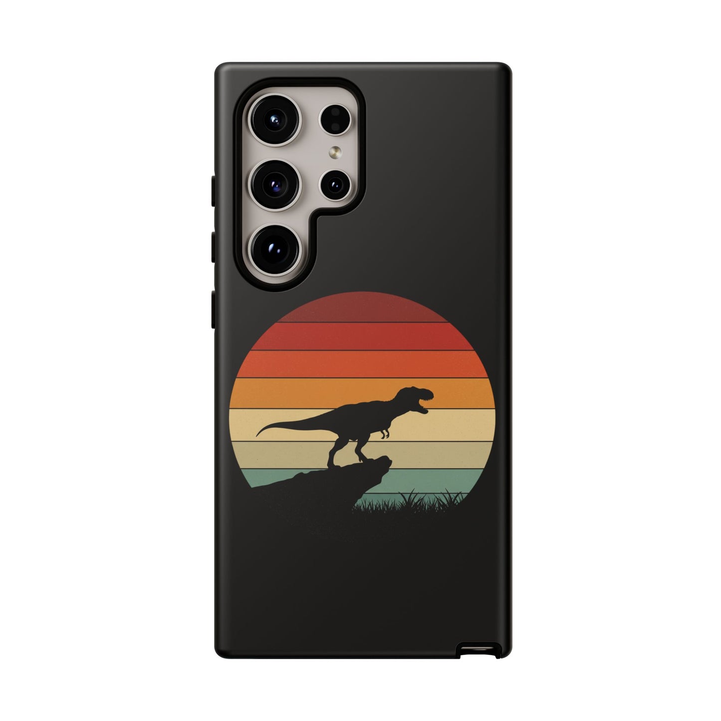 Retro Sunset Dinosaur Samsung Case | T-Rex Silhouette Vintage Gradient Cover for Galaxy S25/S24/S23 Series Dinosaur Phone Case