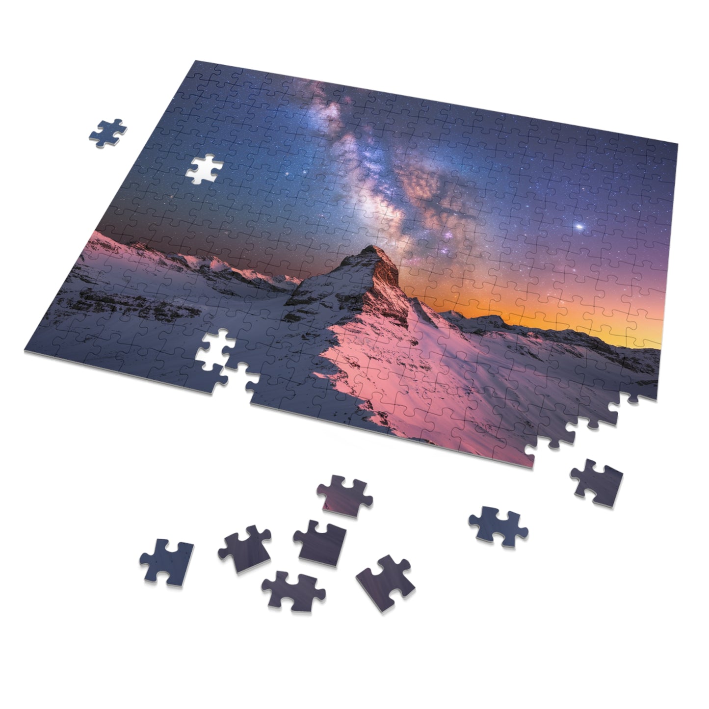 Stunning Mountain View Jigsaw Puzzle with Tin - Perfect for Relaxing Family Nights Nature Puzzle Starry Sky Puzzle
