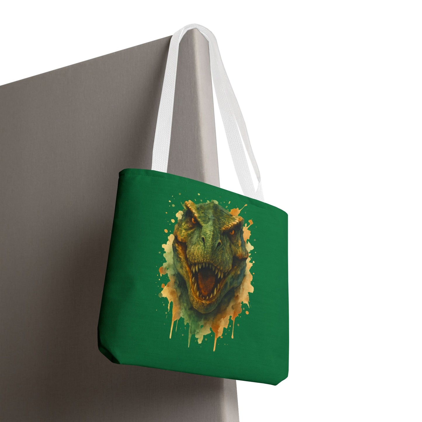 Watercolor T-Rex Tote Bag - Eco Canvas Dino Shopper, Dinosaur Lover Gift, Book Bag, Reusable Grocery Tote - Aesthetic Paleontology Art