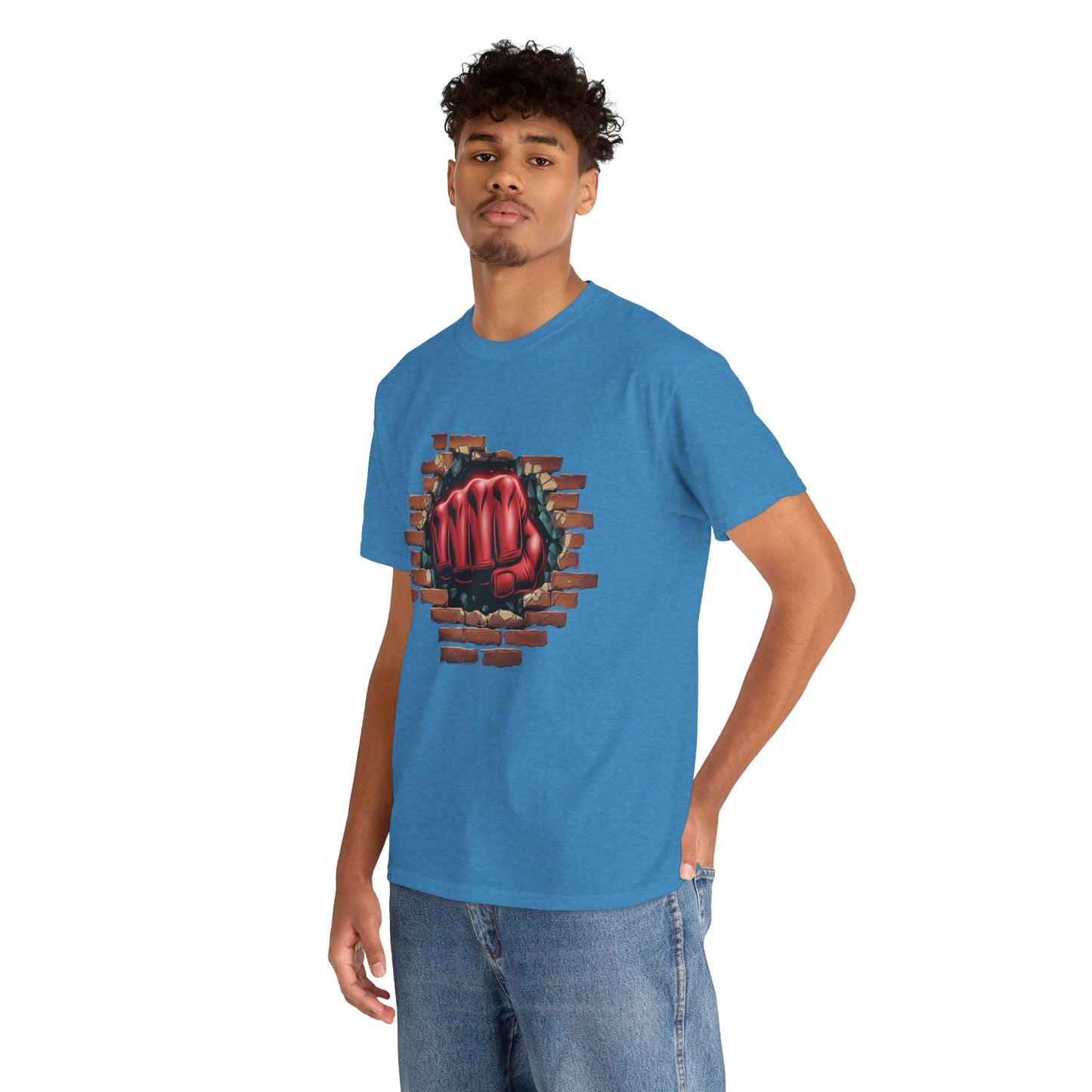 Impact Fist Graphic T-Shirt – Punch Through Brick Wall Design | Bold Streetwear Tee for Fighters, Gym & Edge-Lovers