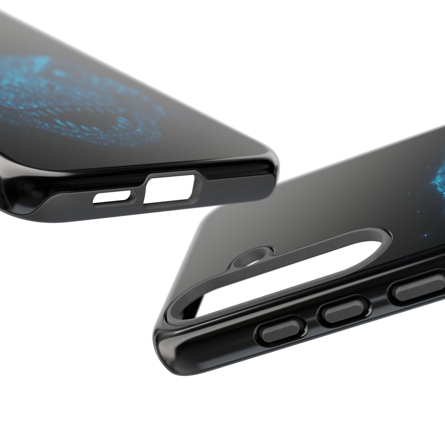 Bioluminescent T-Rex Samsung Case - Galaxy Tough Dual-Layer Cover, Cosmic Dino Particle Design, S25 S24 S23 Gift