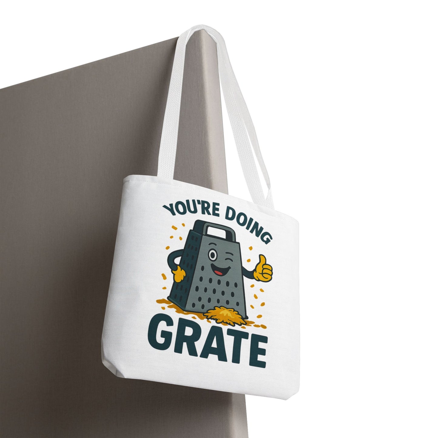 Funny Cheese Pun Tote Bag – “You’re Doing Grate” Grocery Bag | Cute Gift for Coworkers, Teachers, Food Lovers & Everyday Motivation