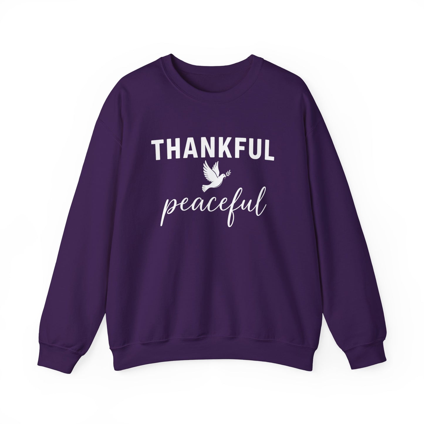 Thankful Peaceful Sweatshirt, Inspirational Quote Crewneck, Positive Message Sweater, Gratitude Gift, Cozy Faith Based Pullover