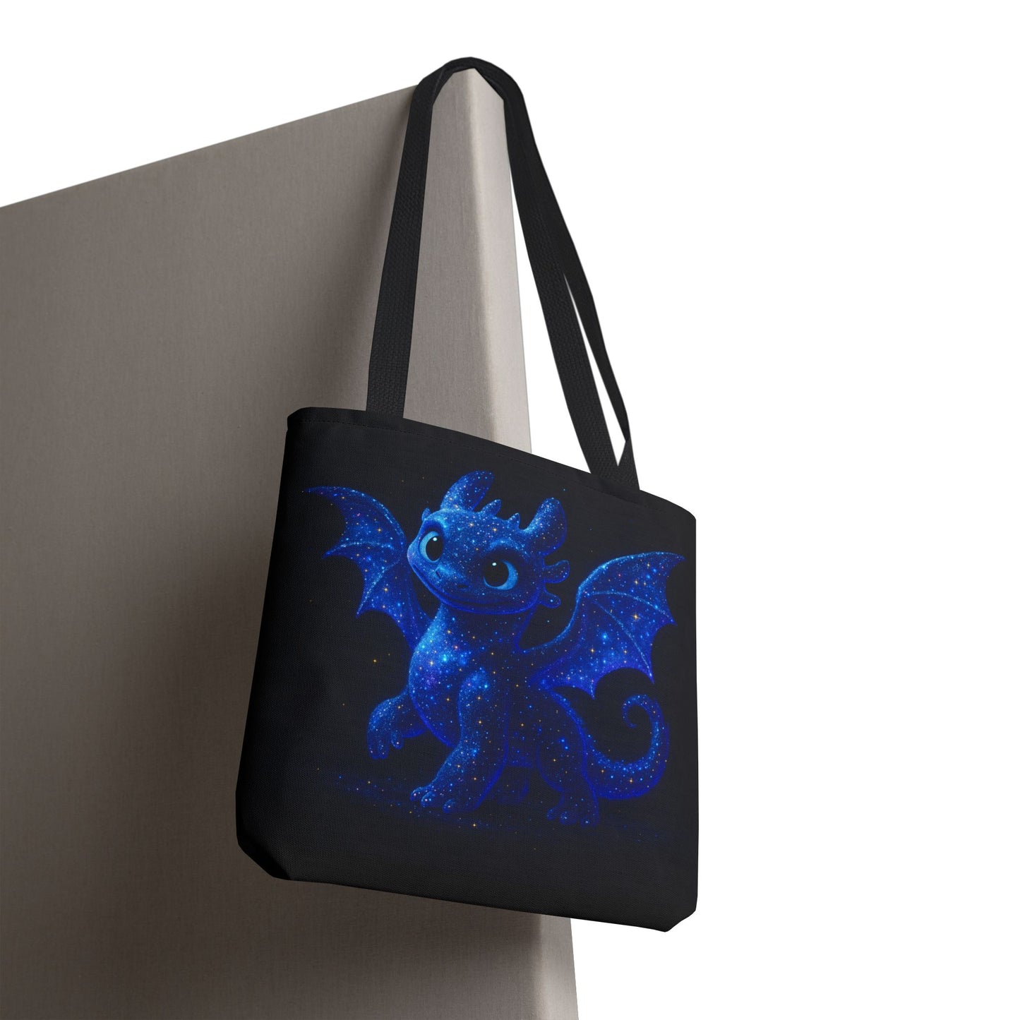 Galaxy Dragon Tote Bag, Cosmic Blue Dragon Shoulder Bag With Starry Night Design, Fantasy Art Reusable Tote For Gifts And Everyday Use