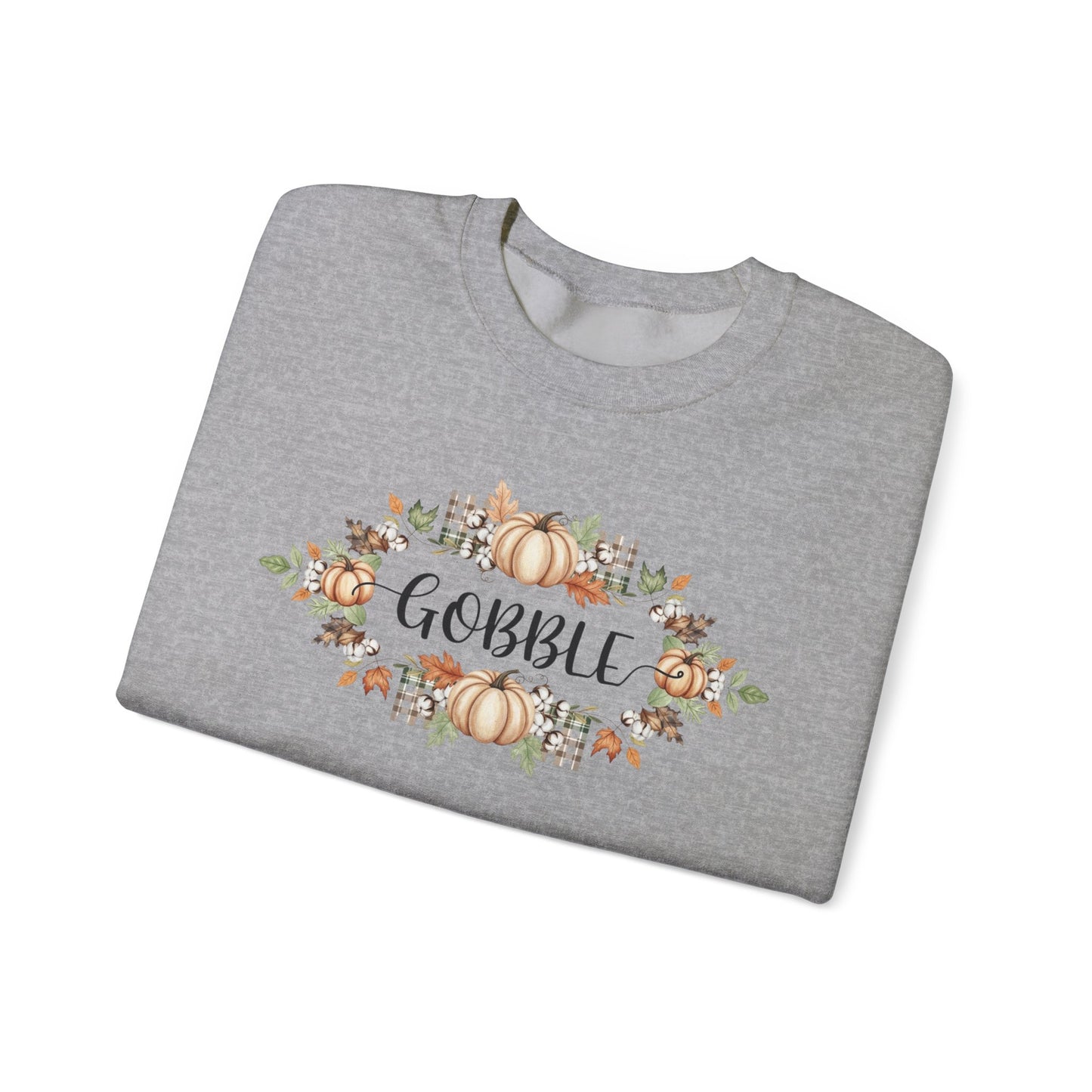 Gobble Thanksgiving Sweatshirt, Rustic Fall Turkey Crewneck, Autumn Pumpkin Floral Pullover, Thanksgiving Outfit Sweater Gift