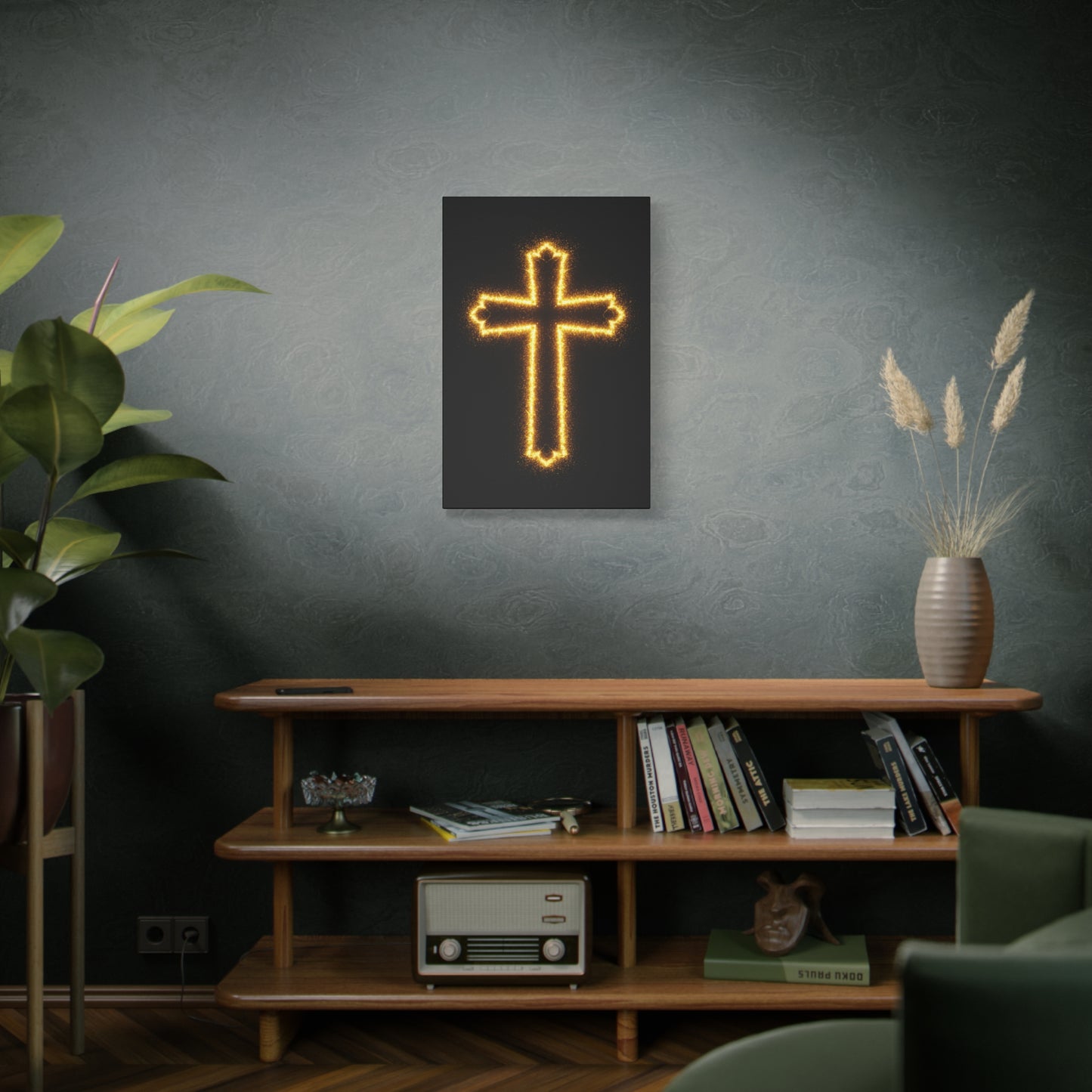Glowing Cross Matte Canvas Wall Art