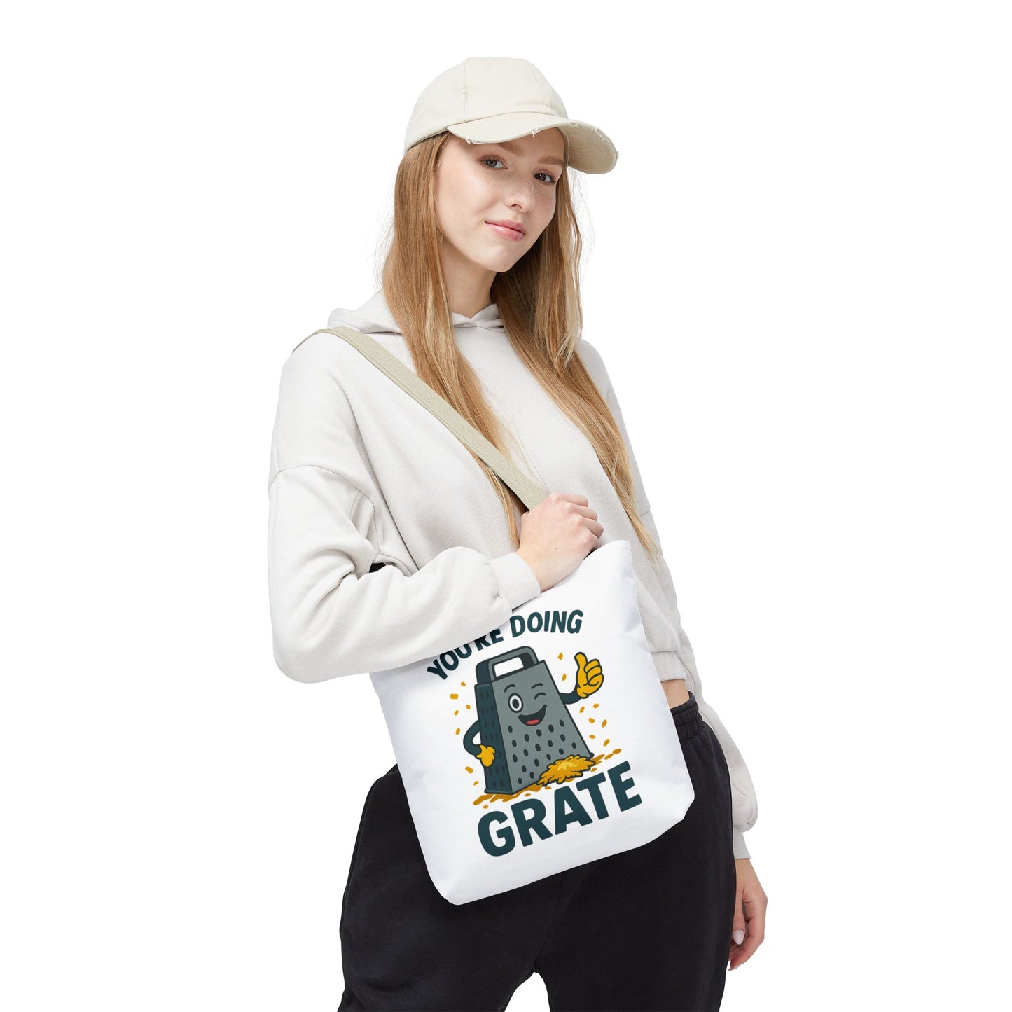 Funny Cheese Pun Tote Bag – “You’re Doing Grate” Grocery Bag | Cute Gift for Coworkers, Teachers, Food Lovers & Everyday Motivation