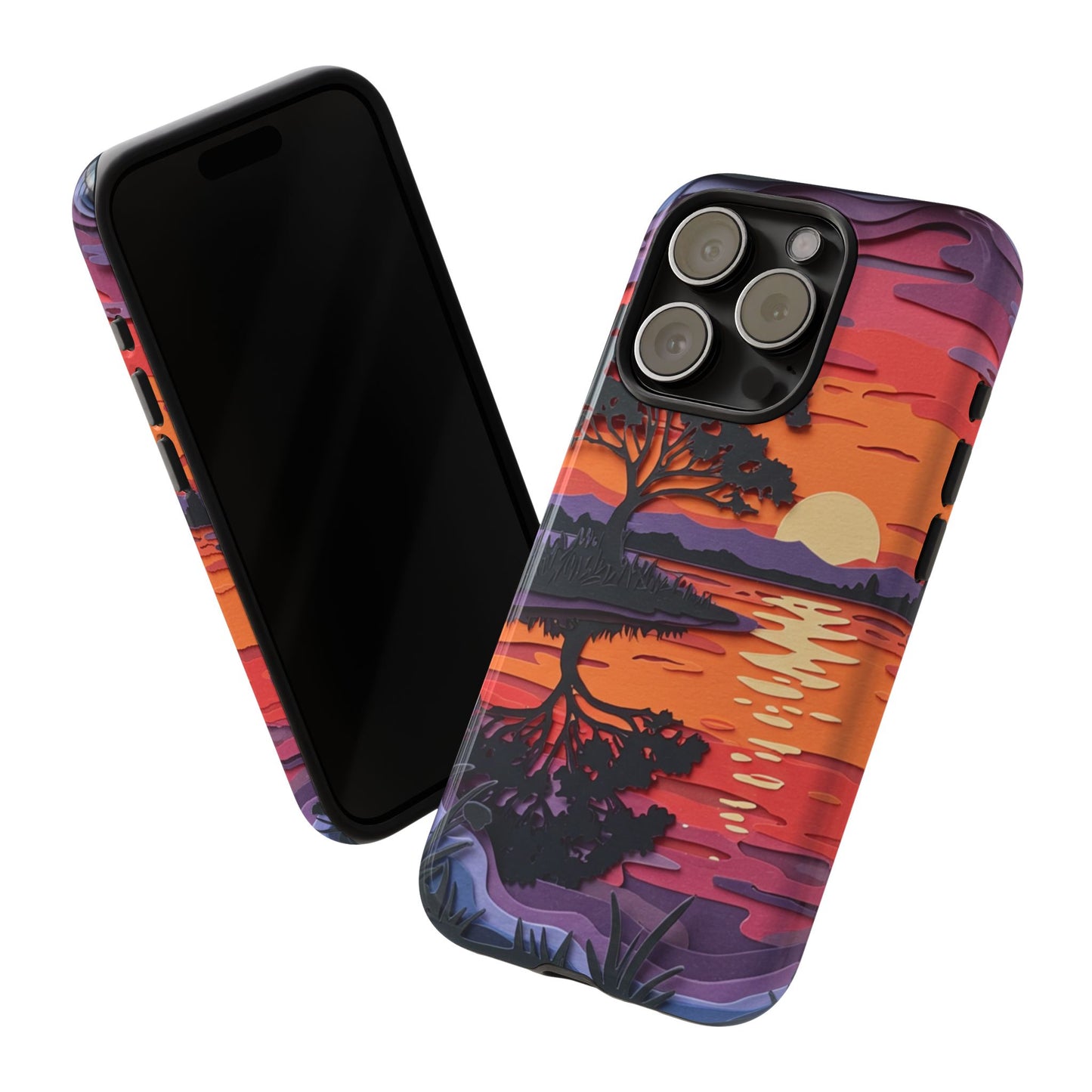 iPhone Case - Colorful Paper Art Sunset Design