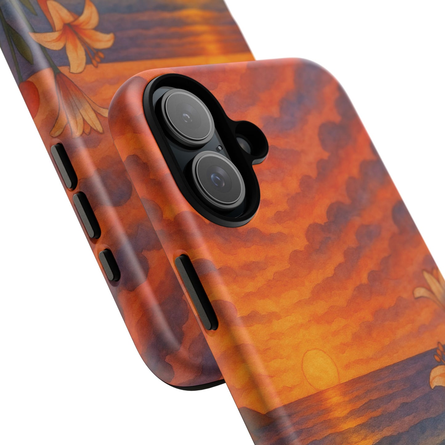 iPhone Case - Floral Ocean Sunset Watercolor Tough Case Nautical Phone Case Beach iPhone Case Ocean Sunset Theme