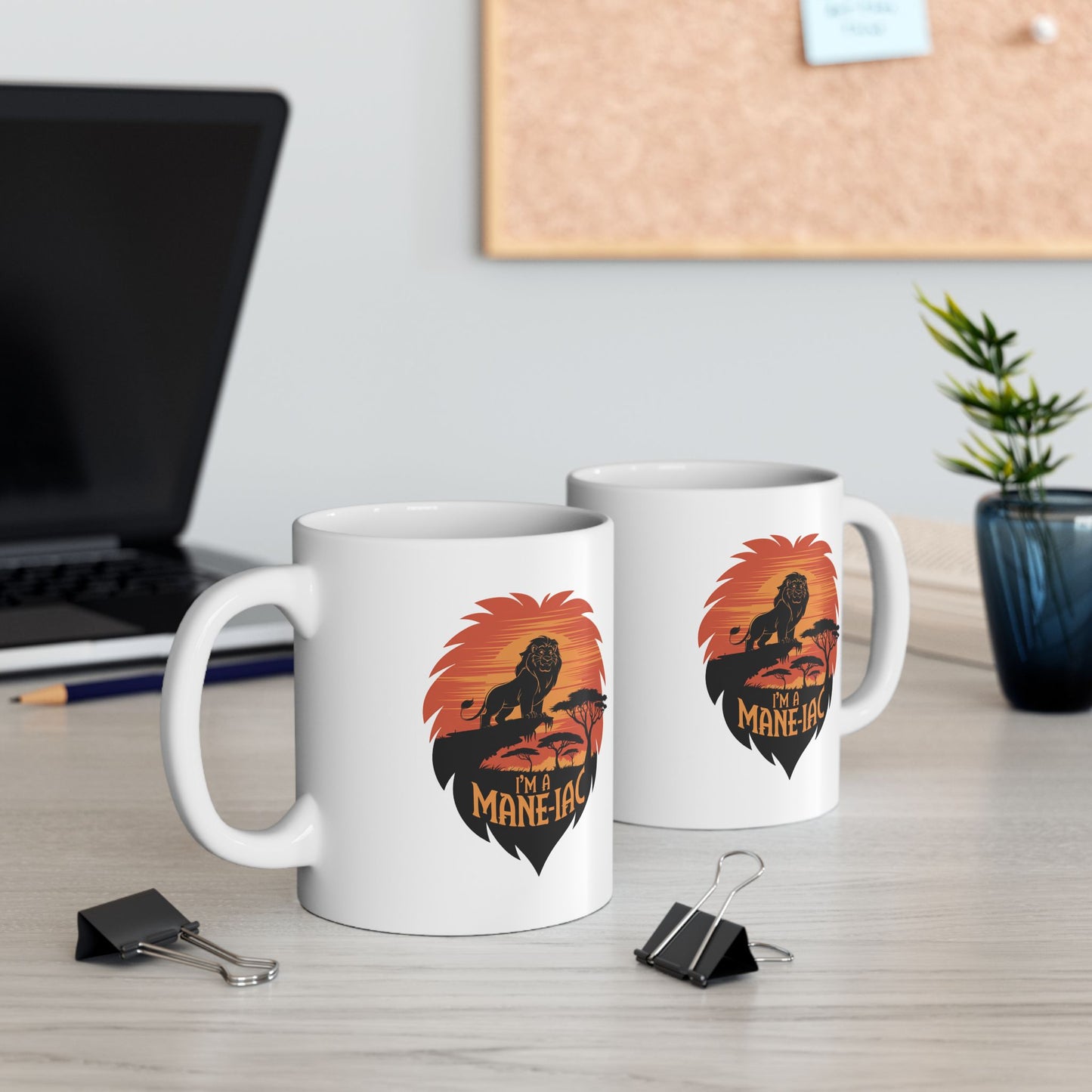 I’m a Mane-iac Lion Mug – Funny Animal Pun Coffee Cup – Safari Wildlife Gift for Him, Her, Kids – Bold Jungle Kitchen Decor