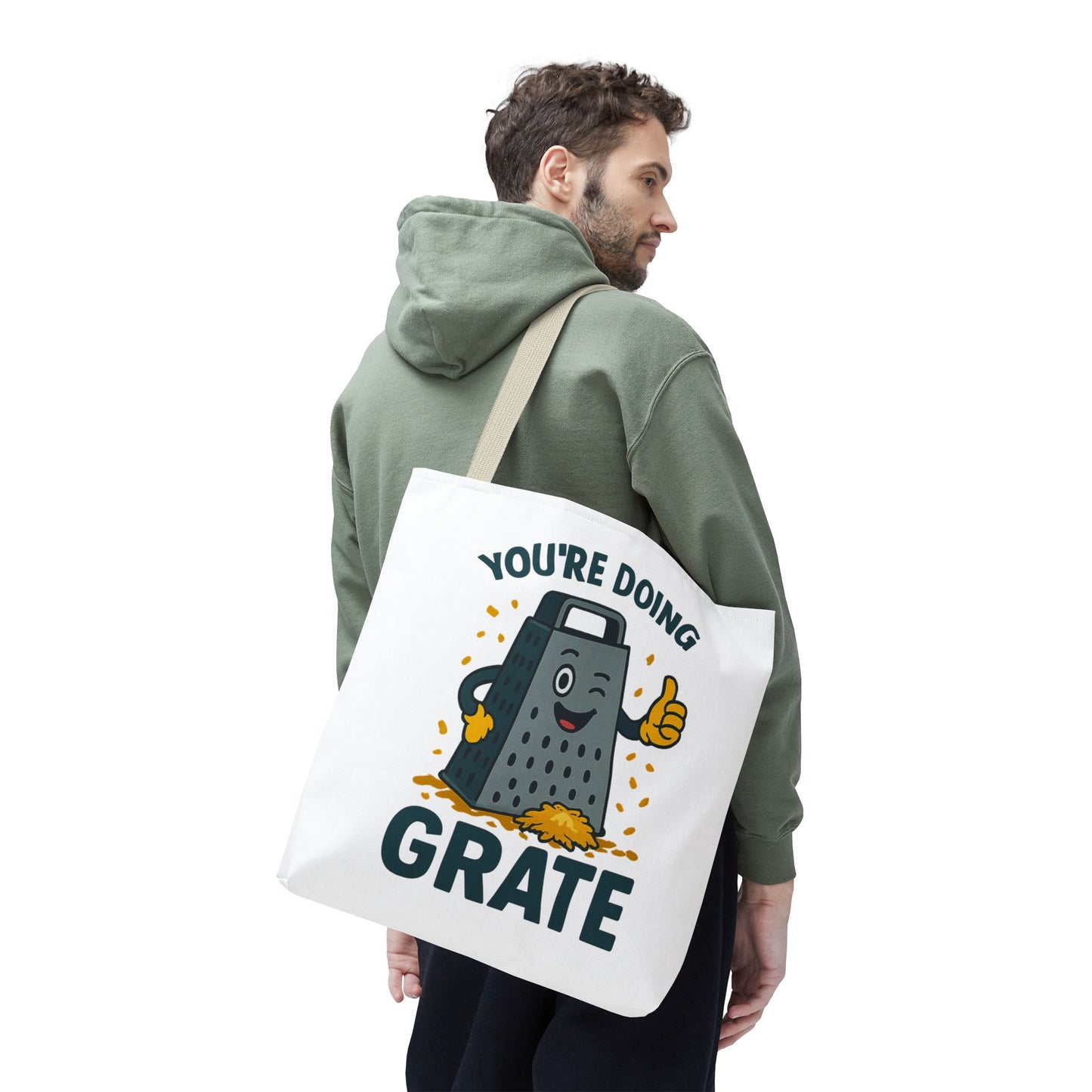 Funny Cheese Pun Tote Bag – “You’re Doing Grate” Grocery Bag | Cute Gift for Coworkers, Teachers, Food Lovers & Everyday Motivation