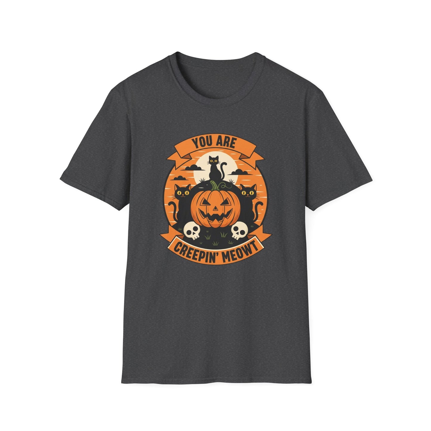 You Are Creepin' Meowt Halloween Cat T-Shirt | Funny Spooky Cat Tee | Black Cat Pumpkin Shirt | Cute Halloween Gift for Cat Lovers