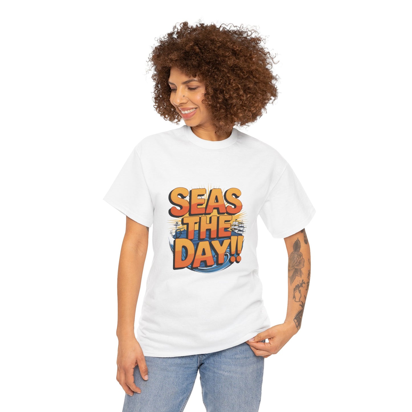 Seas The Day!! Tee • Ocean Pun Graphic Shirt • Comfort Colors Unisex Beachy Vibes • Nautical Aesthetic • Gift for Sea Lovers & Summer Vacays