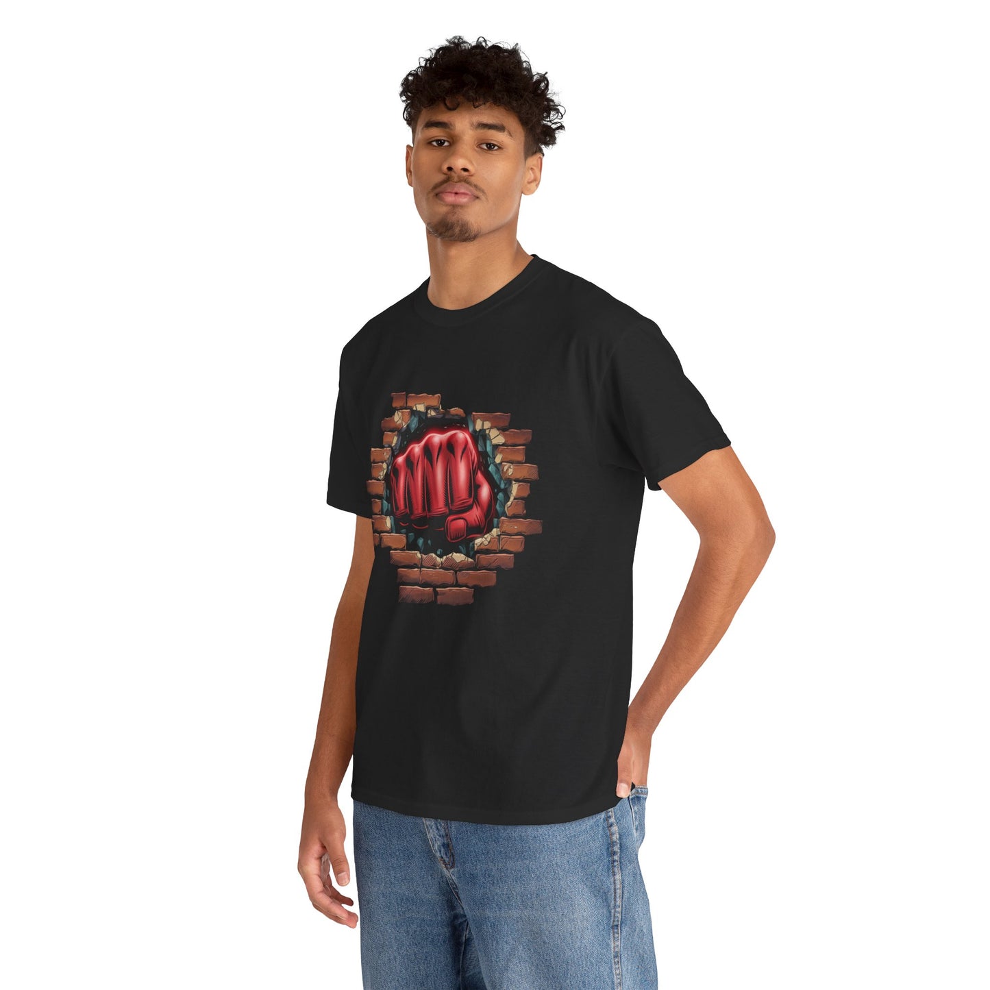 Impact Fist Graphic T-Shirt – Punch Through Brick Wall Design | Bold Streetwear Tee for Fighters, Gym & Edge-Lovers