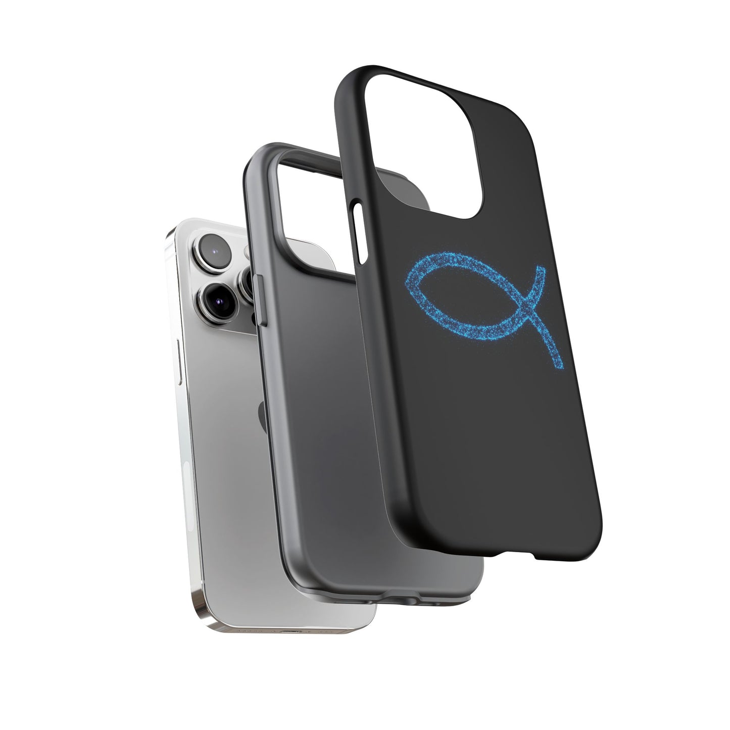 Stylish Tough iPhone Case with Sparkling Fish Design - Durable Phone Protection