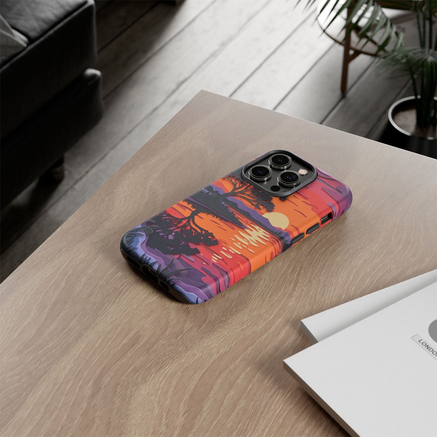 iPhone Case - Colorful Paper Art Sunset Design
