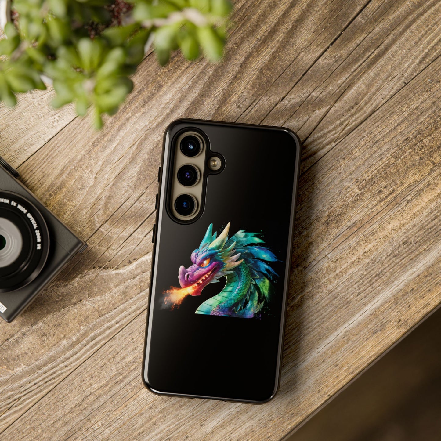 Fire-Breathing Dragon Samsung Case - Tough Fantasy Art Cover - Dark Academia Aesthetic Geek Gift for Galaxy S23/S24/S25/Ultra