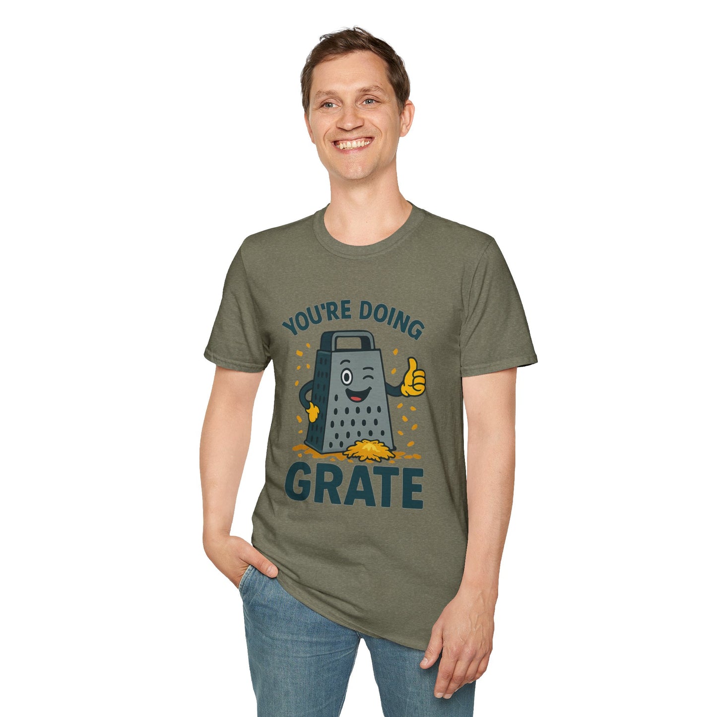 You’re Doing Grate Funny Cheese Grater Pun T-Shirt | Cute Kitchen Humor Graphic Tee | Encouragement Gift for Food & Pun Lovers