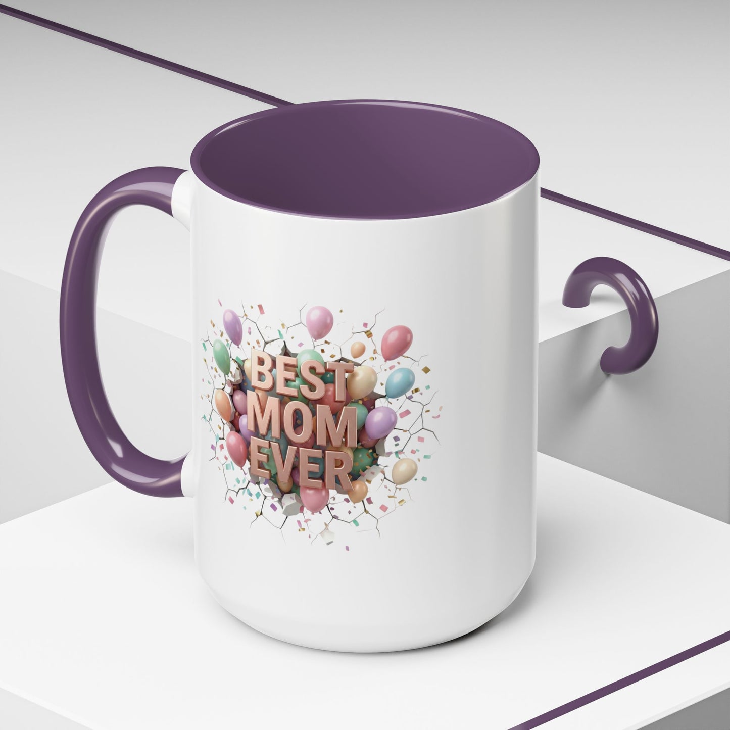 Personalized Mom Mug, Best Mom Ever Gift, Custom Name Coffee Cup, 3D Balloon Design, Mothers Day Gift, New Mom Gift 2025, Custom Mug