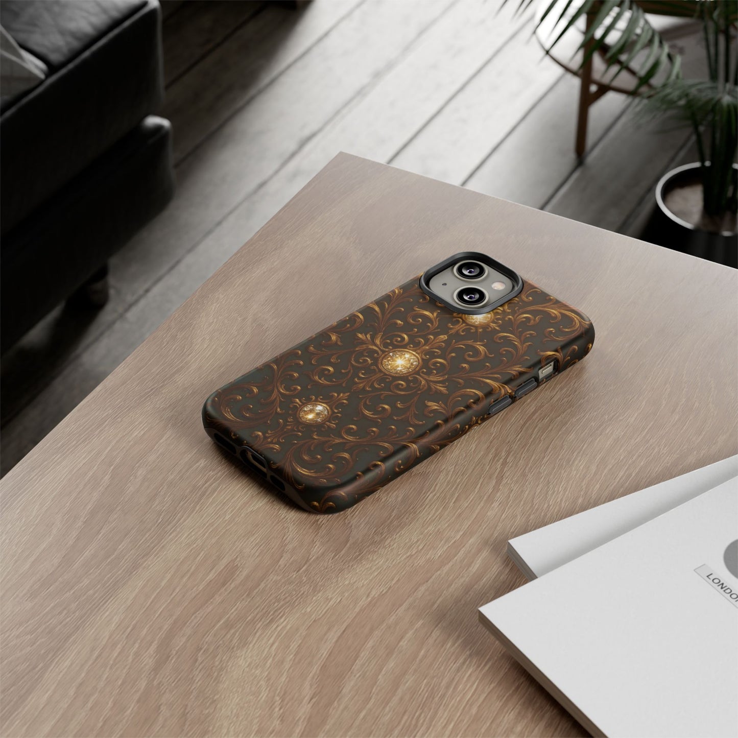 Baroque iPhone Case β Elegant Gold Floral Scroll Design for iPhone 16, 15, 14, 13, Pro Max & More