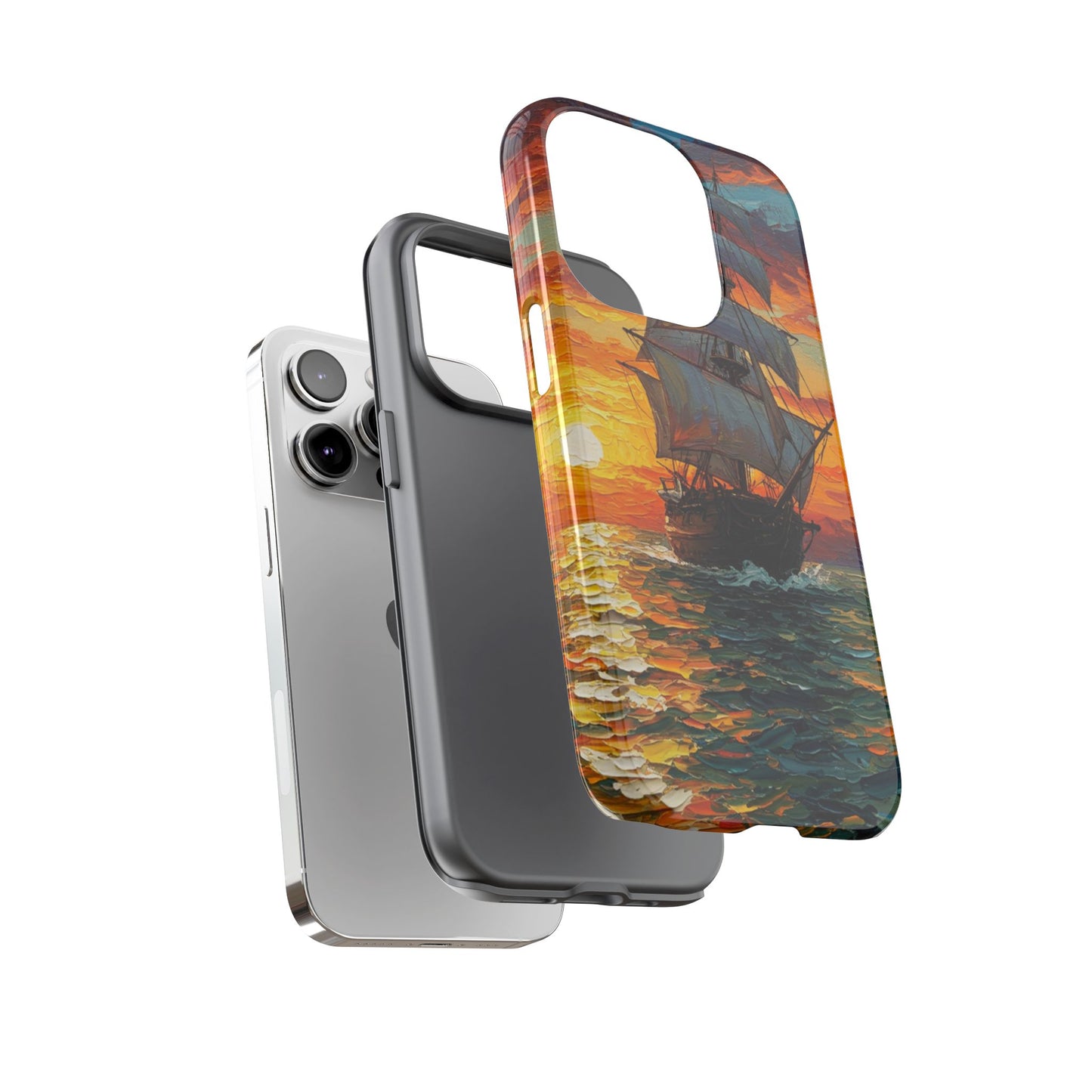 iPhone Case - Ship Sailing at Sunset Design