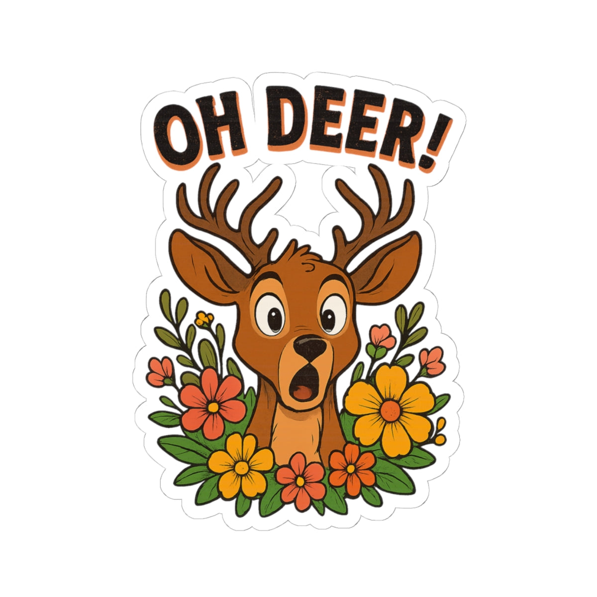 Sticker - Startled Deer 'Oh Deer' Decal Nature Decor Unique Gift for Animal Lovers
