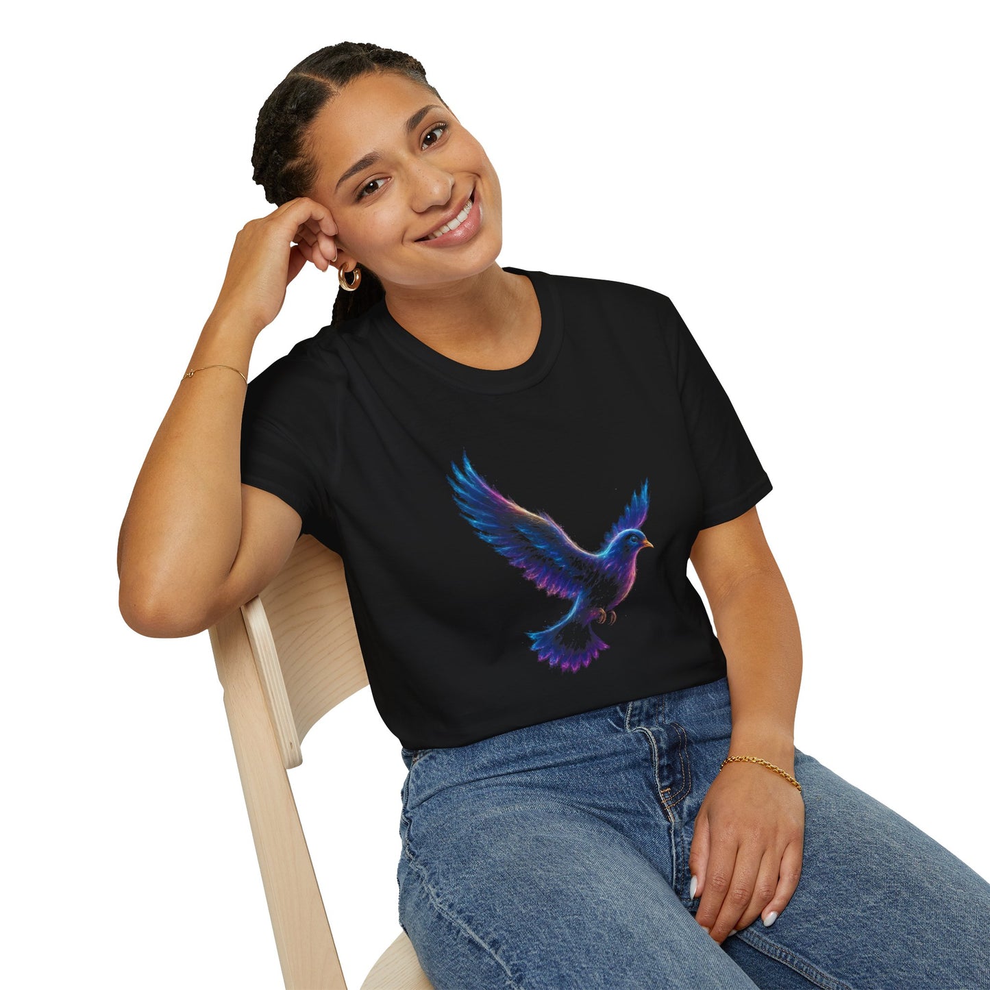 Abstract Dove Graphic Tee | Neon Spiritual Bird T-Shirt, Christian Symbol of Peace, Colorful Artsy Faith Shirt, Unique Religious Gift