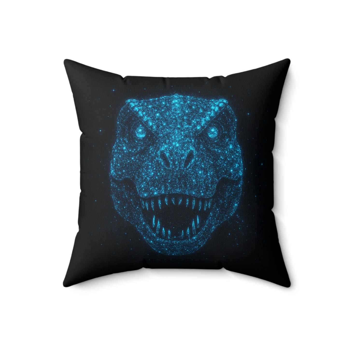 Bioluminescent T-Rex Dinosaur Pillow - Blue Sparkle Dino Face Throw Pillow - Kids Room Decor - Jurassic Accent Cushion - Gift for Dino Lovers