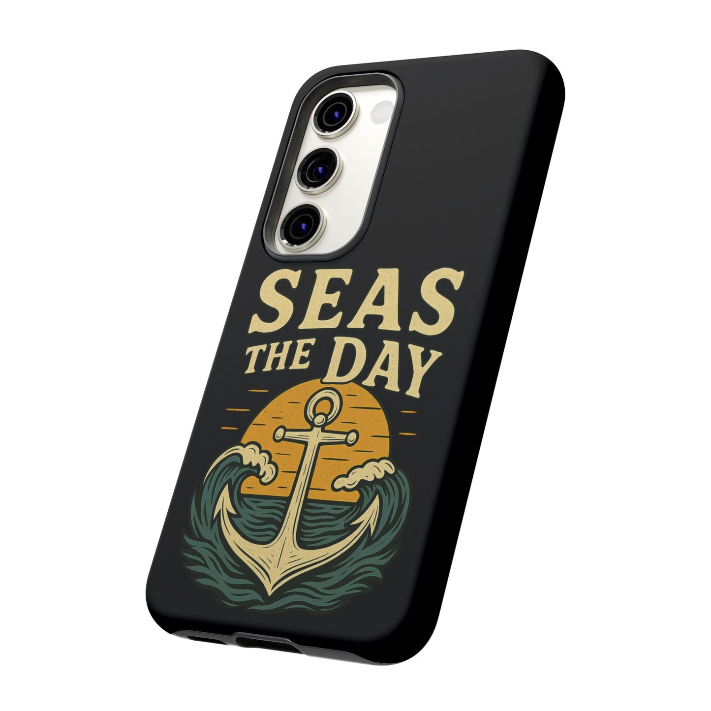 Seas the Day Samsung Case – Nautical Phone Case – Anchor Pun Gift – Ocean Lover Accessory – Motivational Phone Cover – Beach Vibes Case