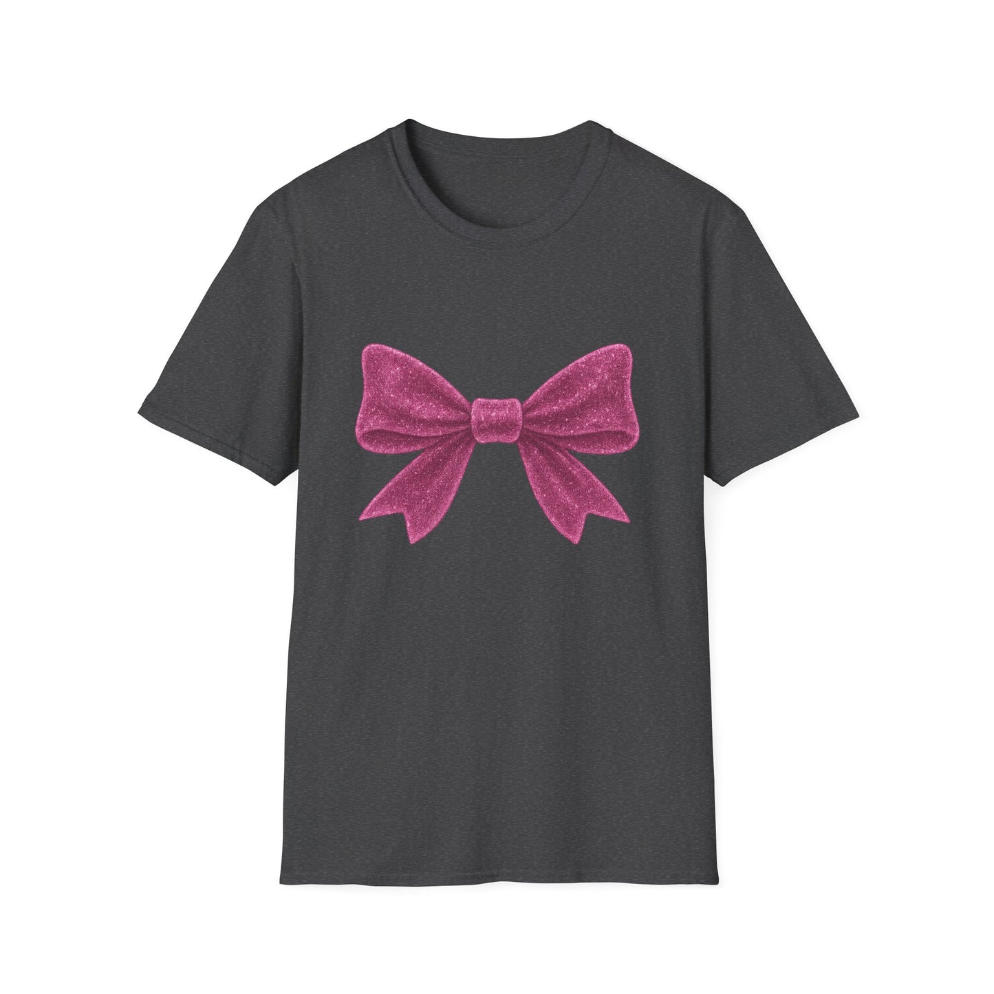 Feminine Pink Bow Graphic Tee | Coquette Bow T-Shirt | Sparkly Ribbon Shirt for Soft Girl Aesthetic | Gift for Her