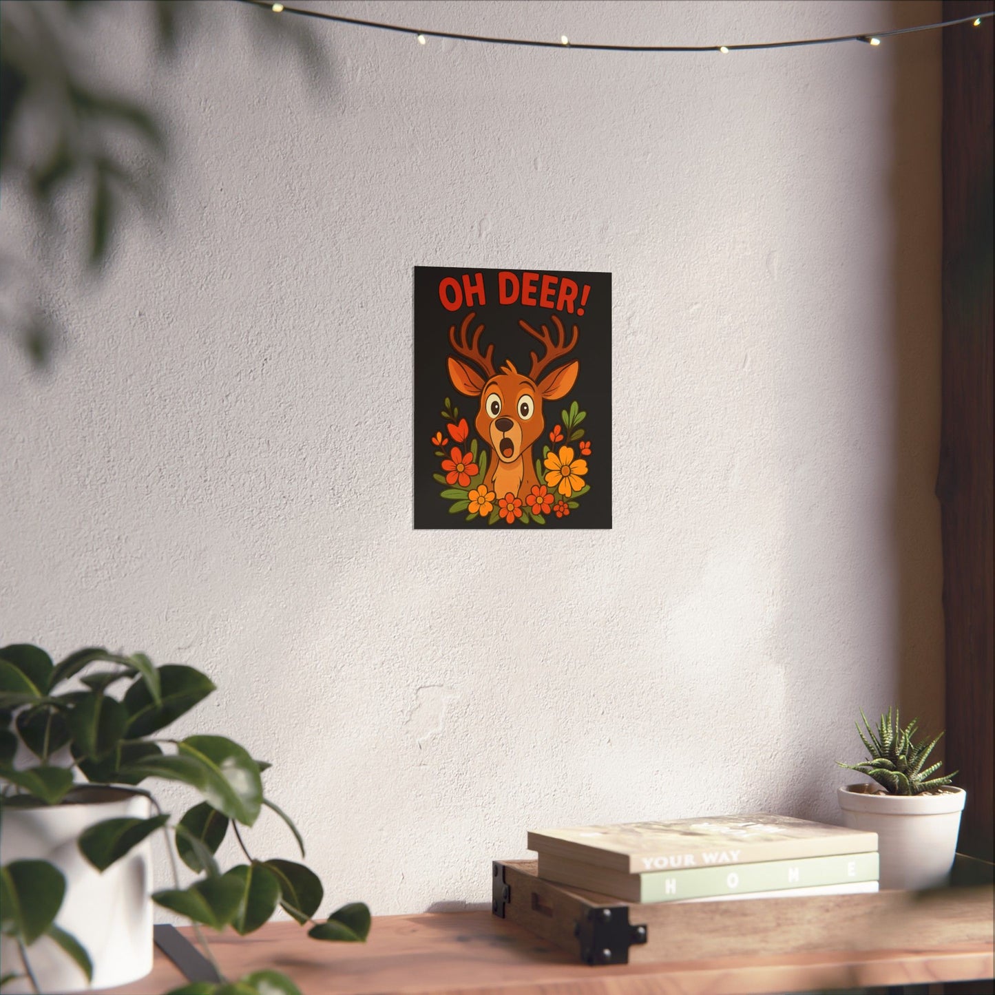 Vertical Poster - Startled Deer 'Oh Deer' Wildlife Decor Nature Decoration Funny Poster