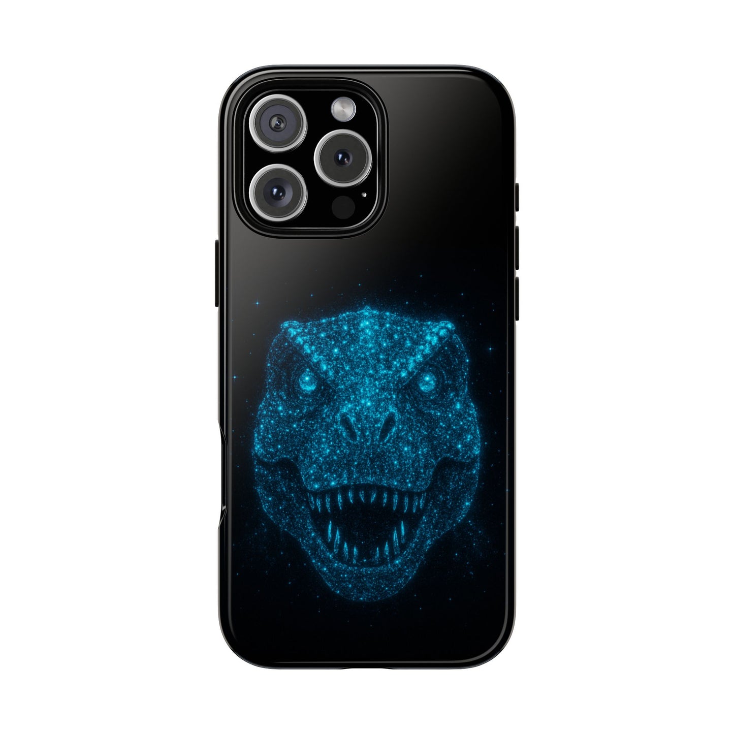 Bioluminescent Particle T-Rex iPhone Case - Galaxy-Style Cosmic Dino on Tough Dual-Layer Cover, Gift for Dino & Space Fans