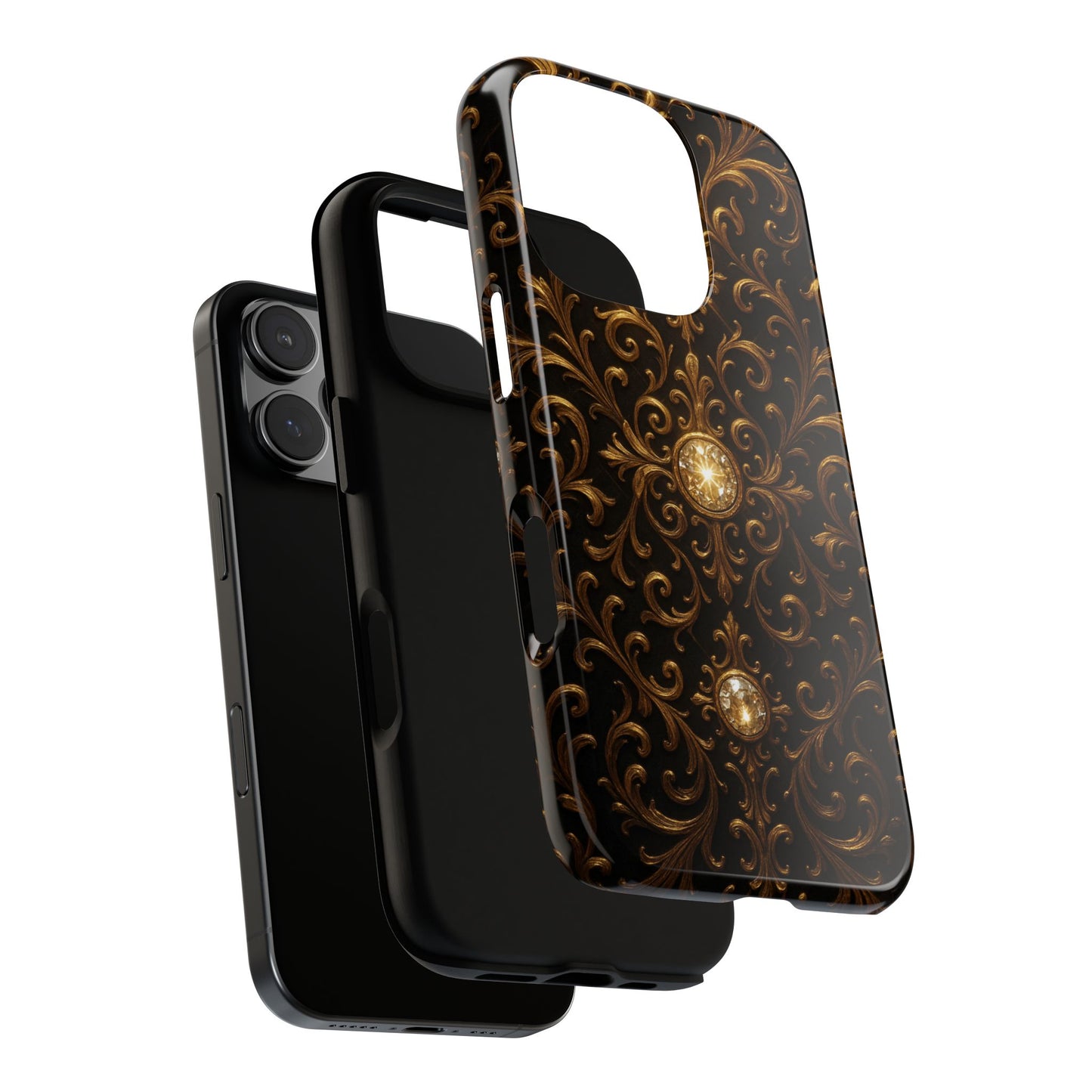 Baroque iPhone Case β Elegant Gold Floral Scroll Design for iPhone 16, 15, 14, 13, Pro Max & More