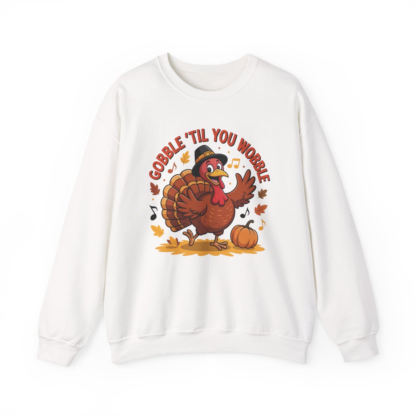 Gobble Til You Wobble Sweatshirt, Funny Cartoon Turkey Thanksgiving Crewneck, Dancing Turkey Fall Pullover, Cozy Friendsgiving Holiday Top