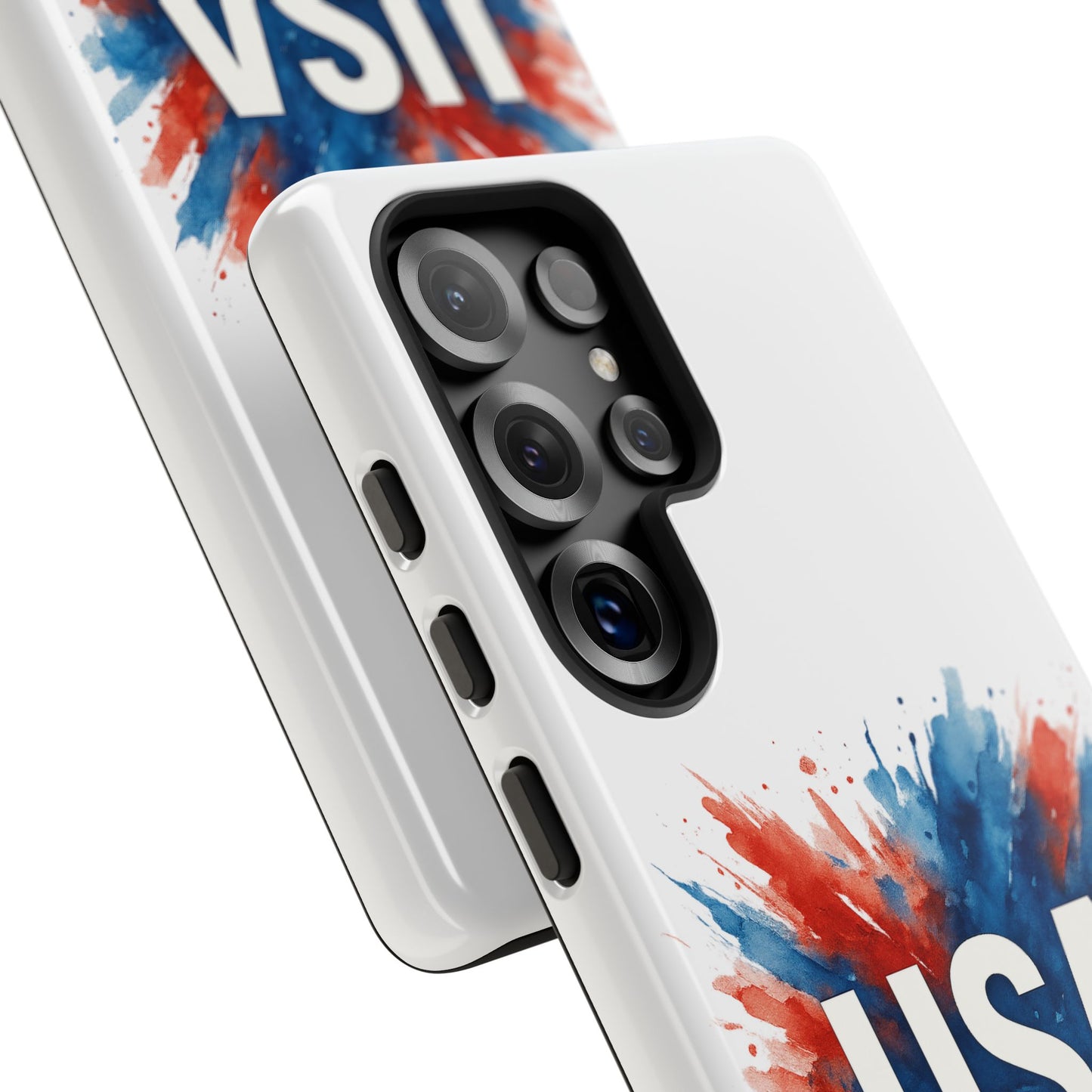 USA Splash Samsung Case - Patriotic Red White Blue Tough Cover, Dual-Layer Protection, 4th of July amd Veteran Gift for Galaxy