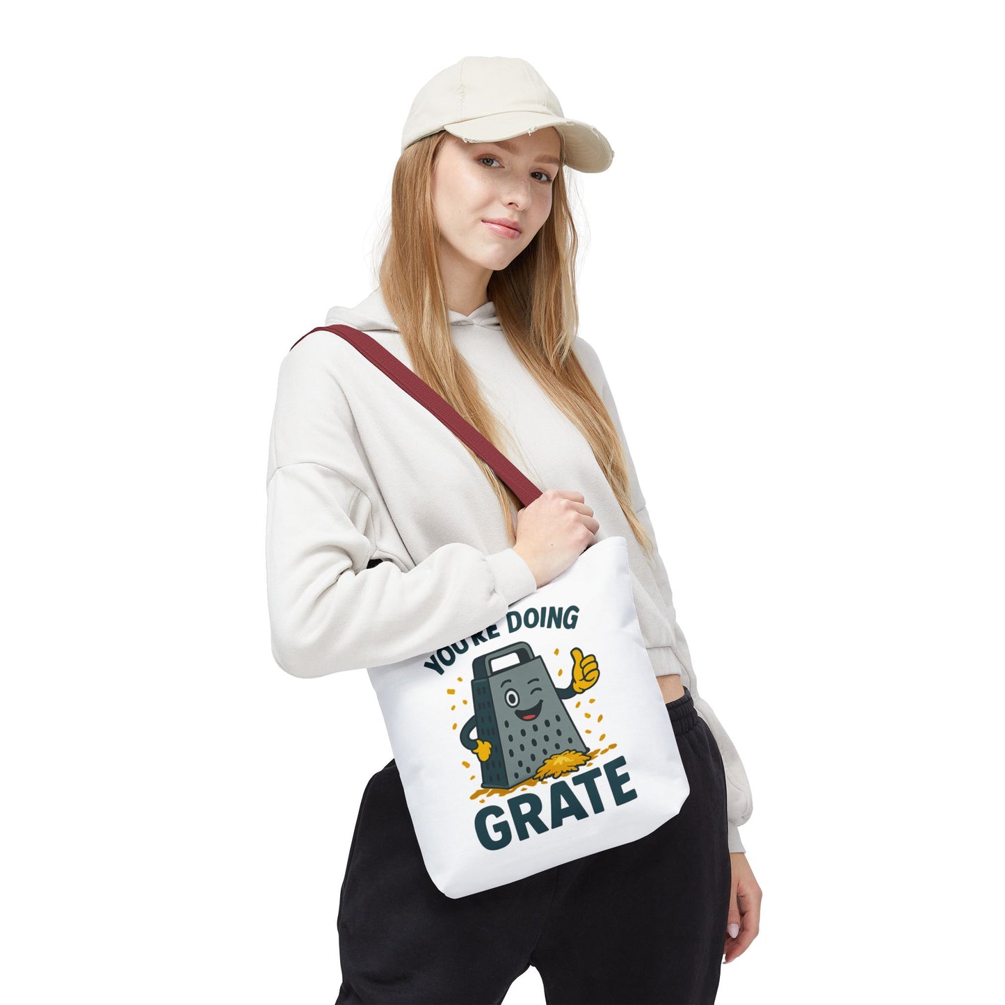 Funny Cheese Pun Tote Bag – “You’re Doing Grate” Grocery Bag | Cute Gift for Coworkers, Teachers, Food Lovers & Everyday Motivation
