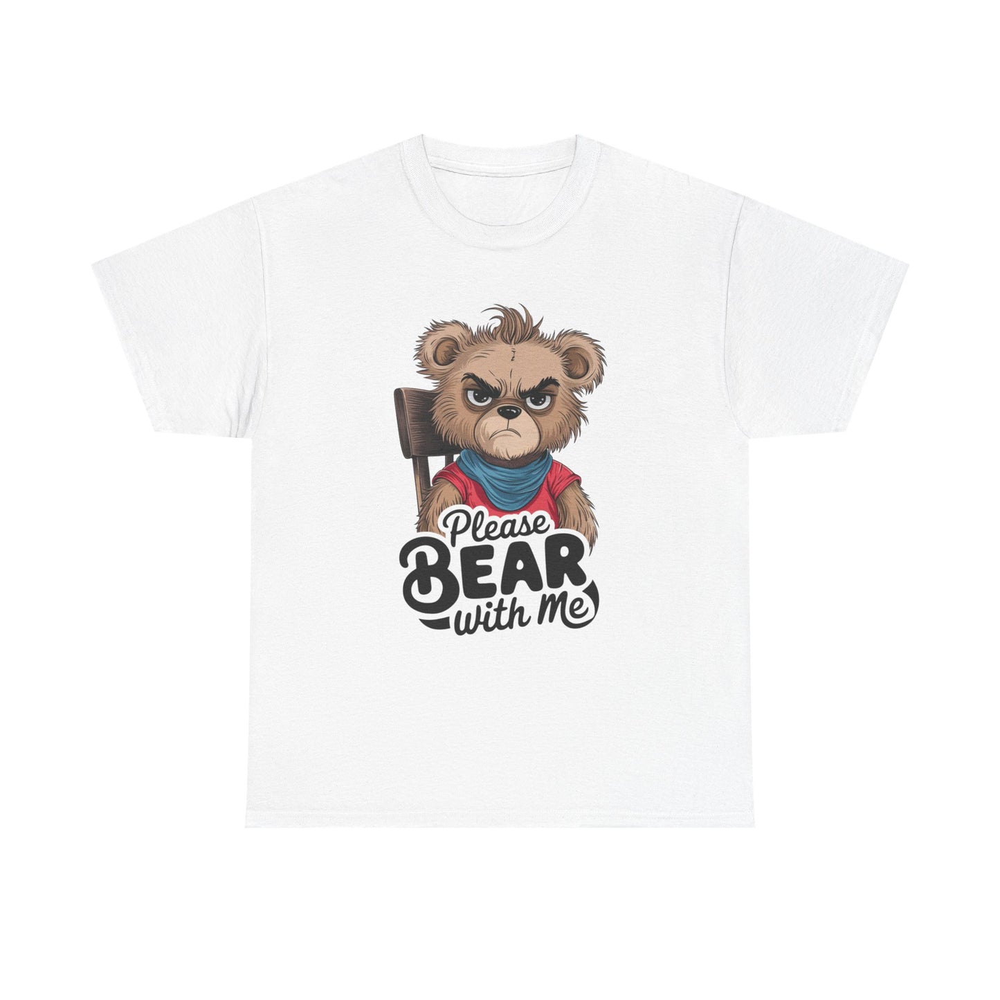 Grumpy Bear Graphic Tee – Please Bear With Me Shirt – Funny Animal T‑shirt – Sarcastic Humor Gift – Cute Bear Meme Art Tee