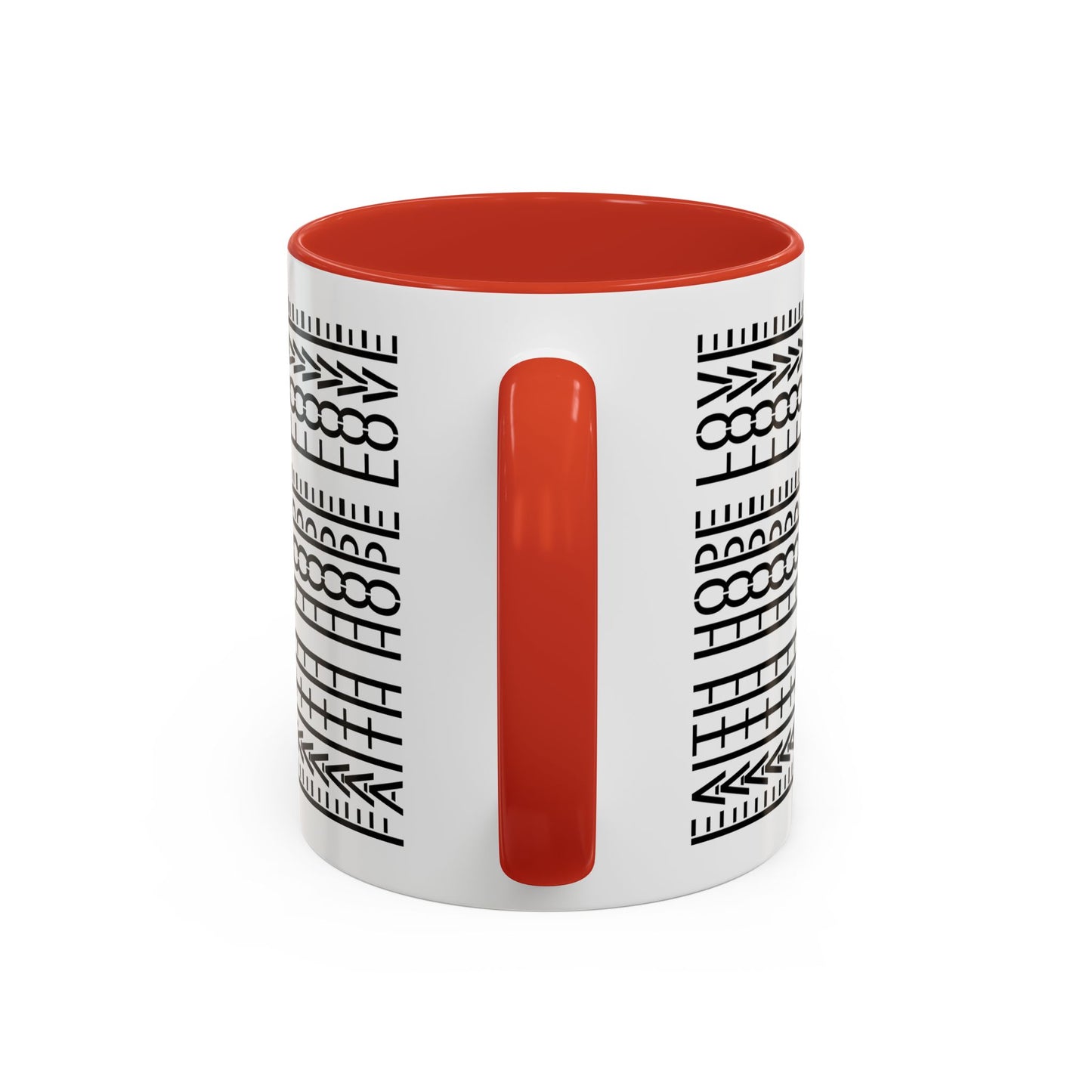 Hidden Message Mug - Faith Hope Love Mug with Vertical Text Wrap, 11oz Christian Coffee Cup, Modern Minimalist Scripture Gift